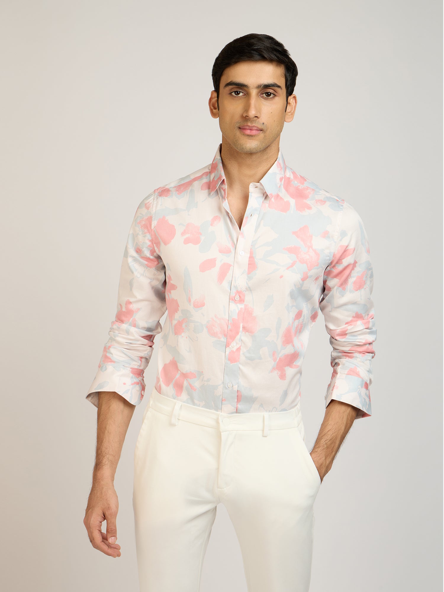 Abstract Print Satin Shirt