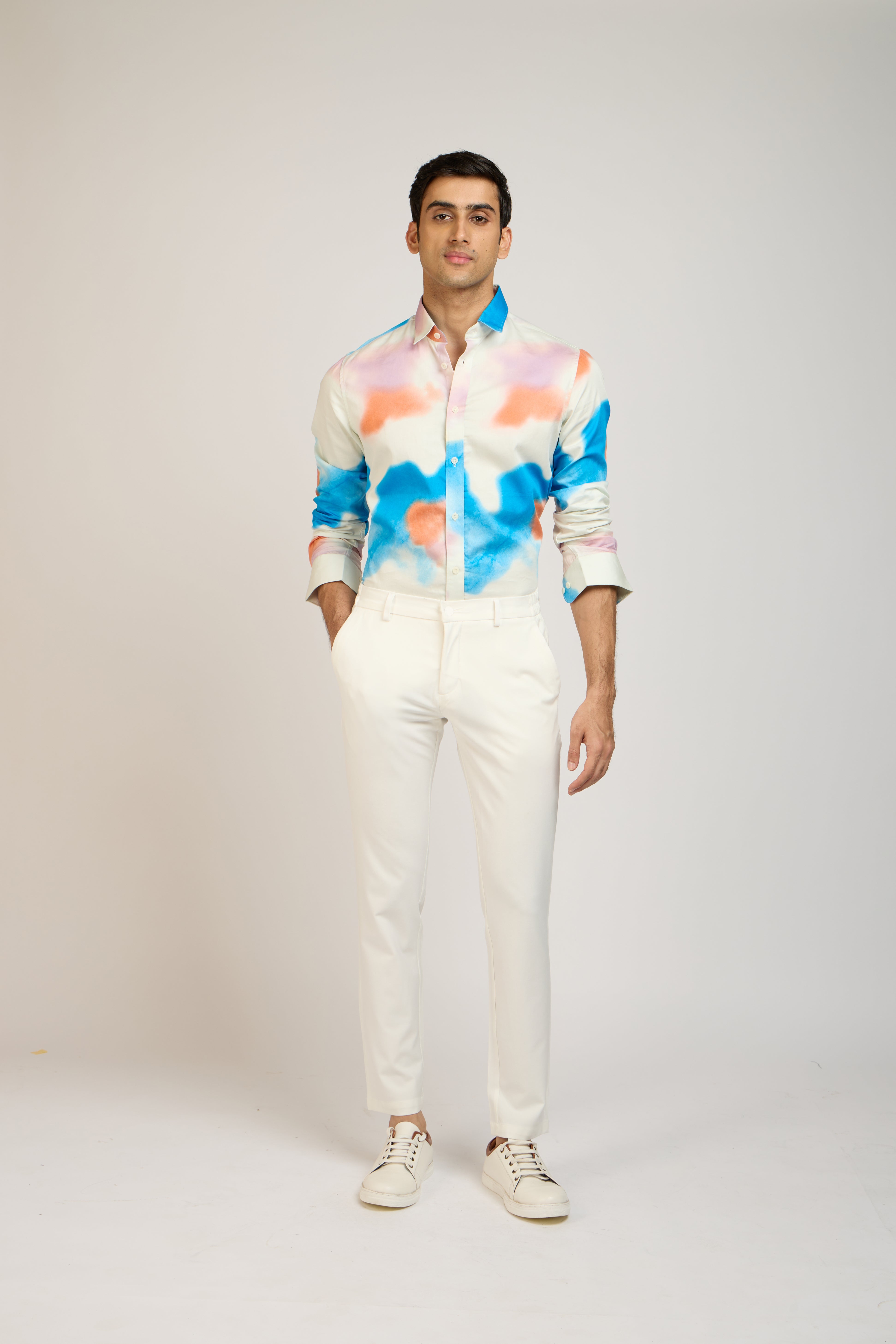 Abstract Print Satin Shirt
