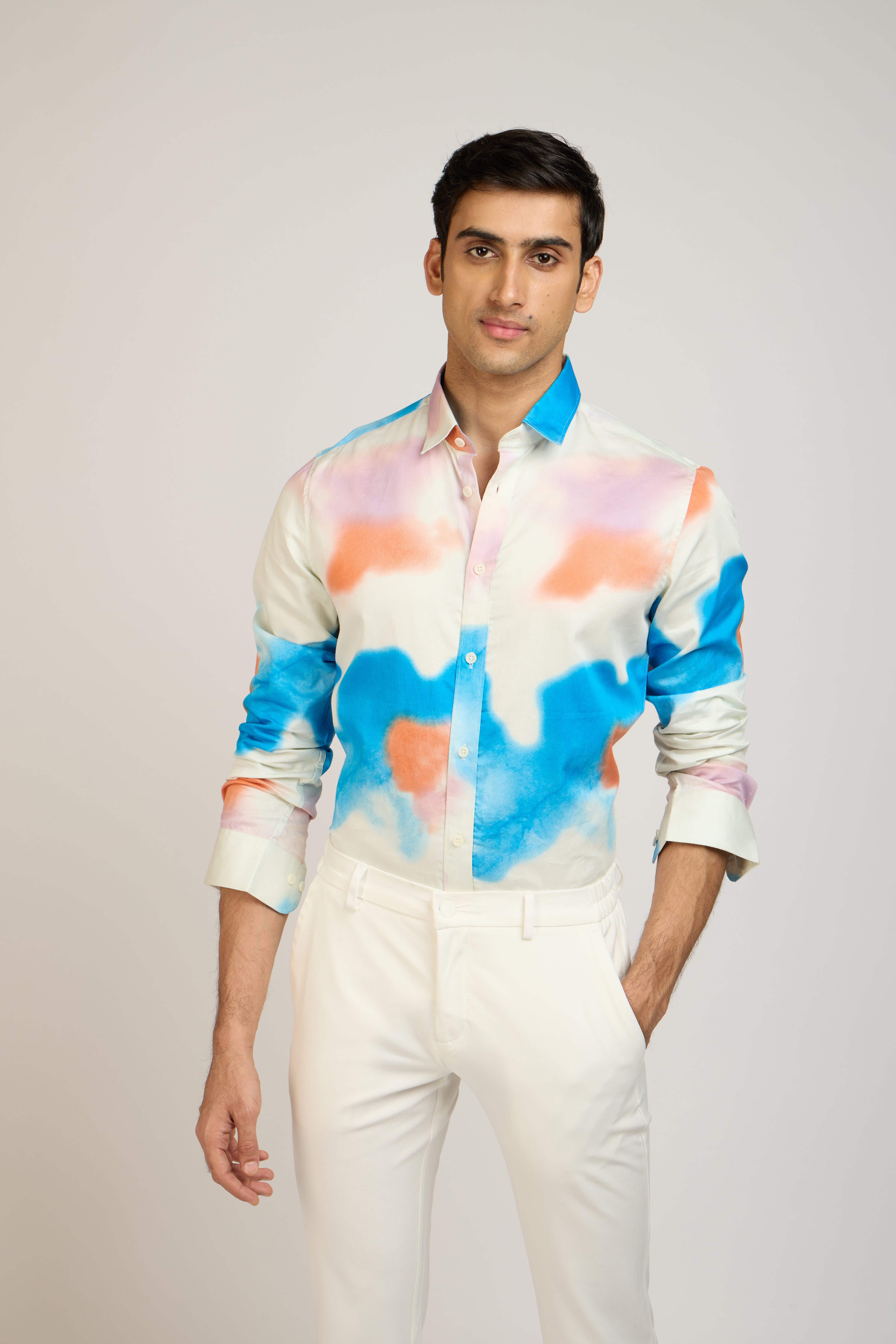 Abstract Print Satin Shirt