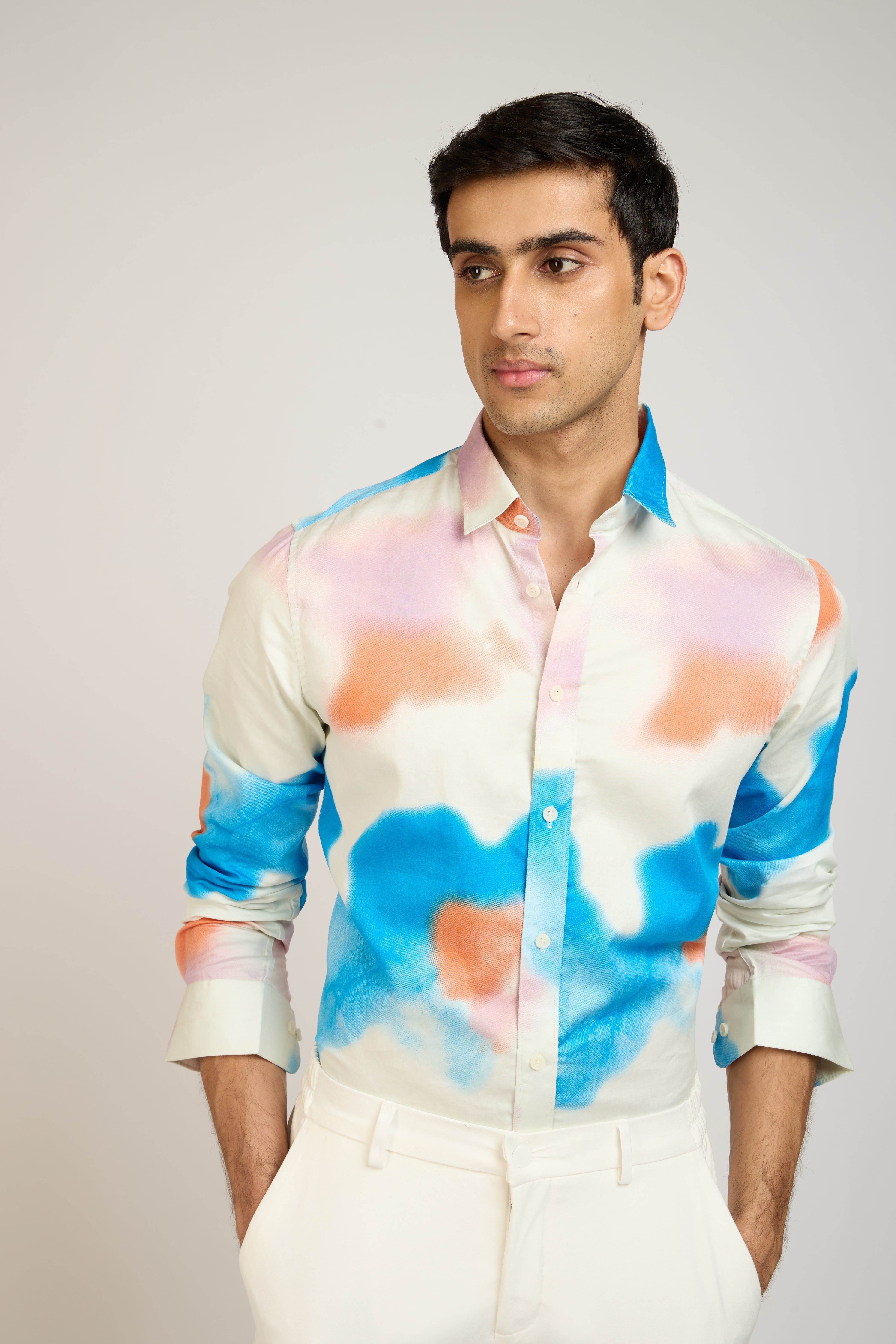 Abstract Print Satin Shirt
