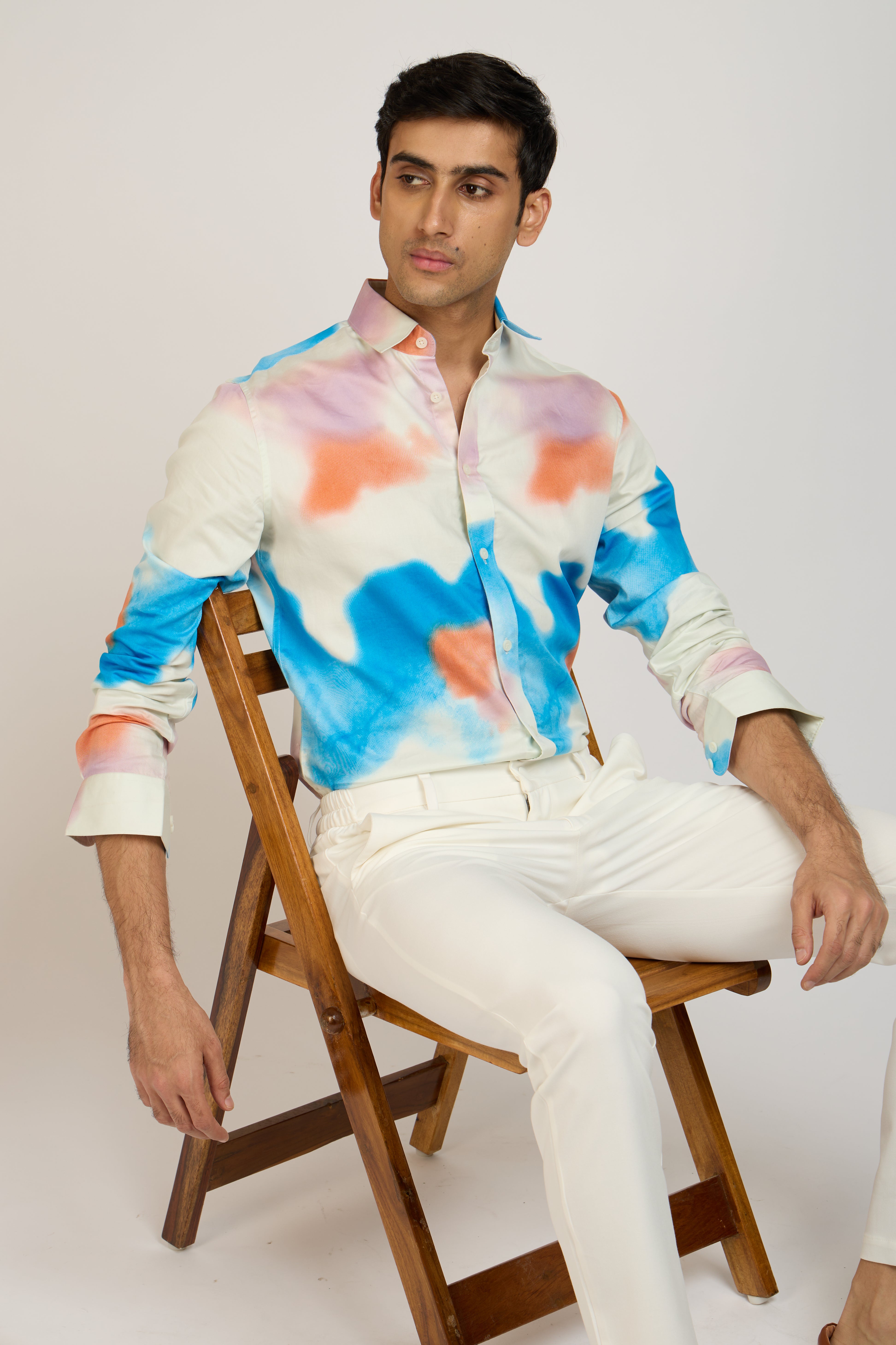 Abstract Print Satin Shirt