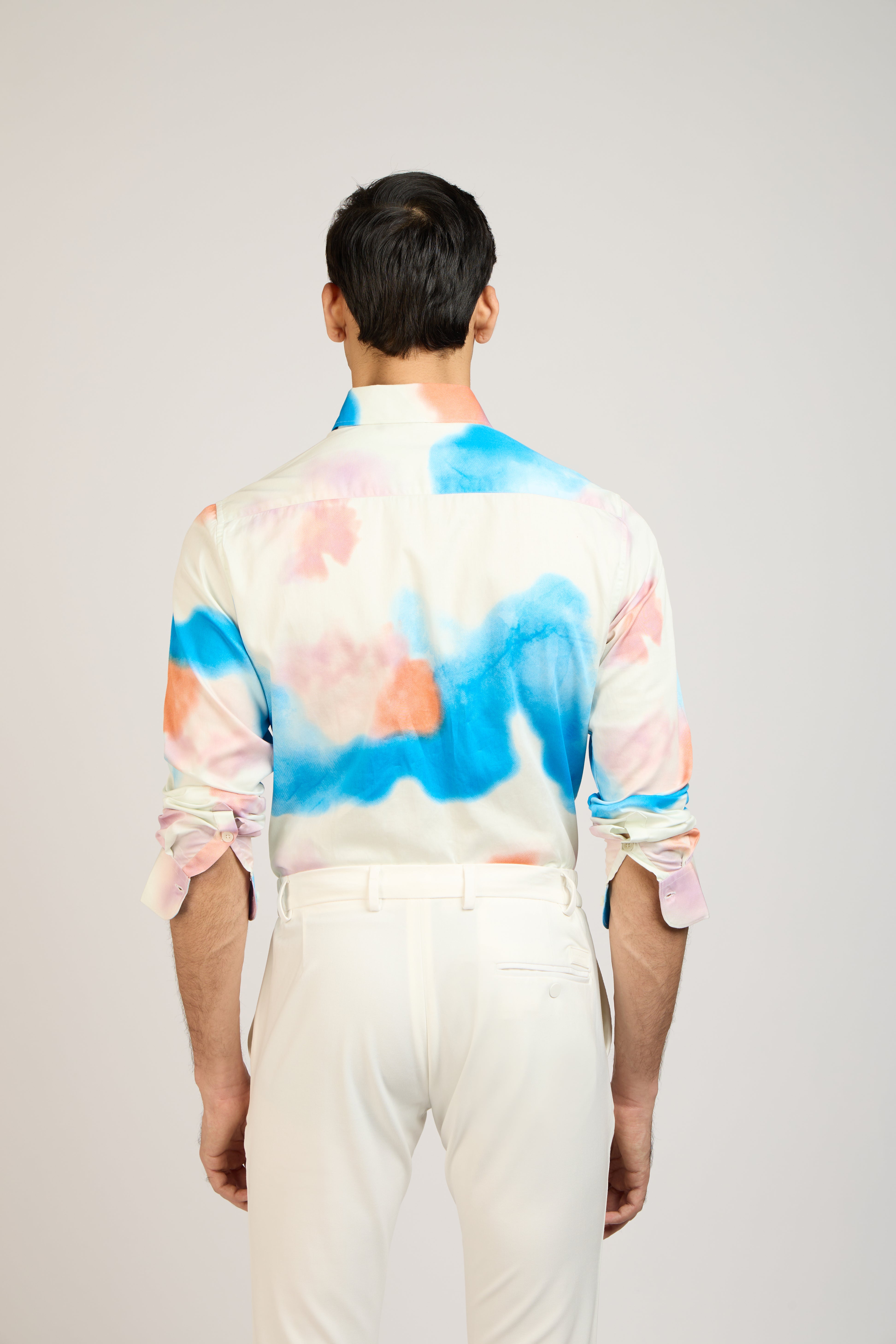 Abstract Print Satin Shirt