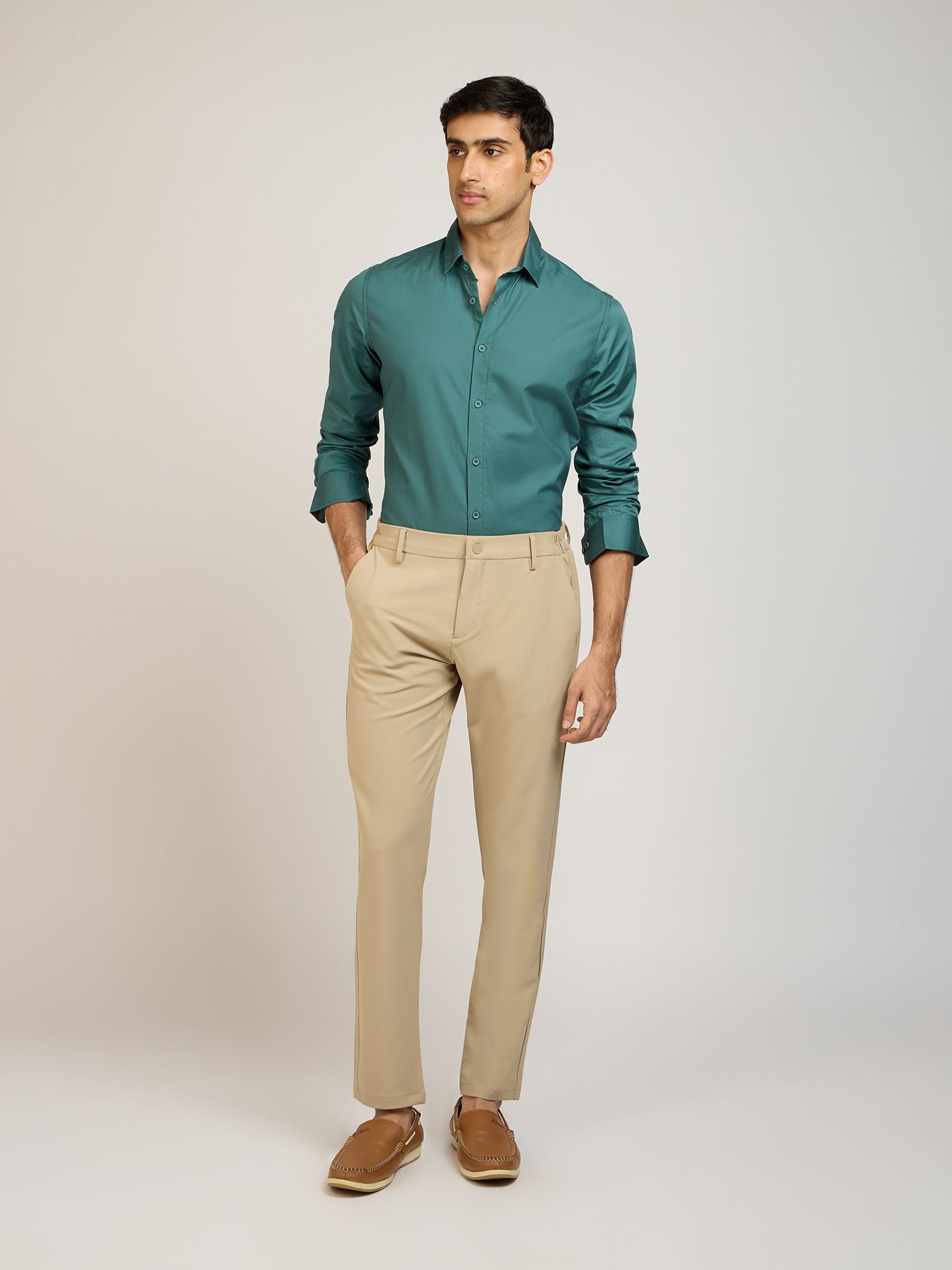 Classic Plain Satin Green Shirt