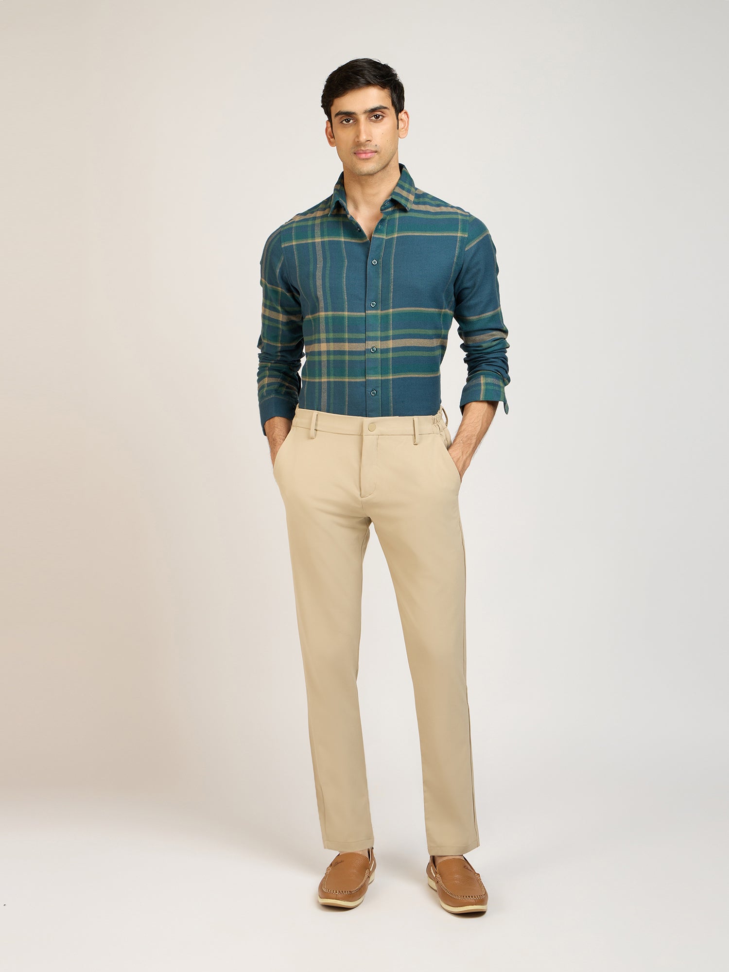 Wide Checks Green Shirt