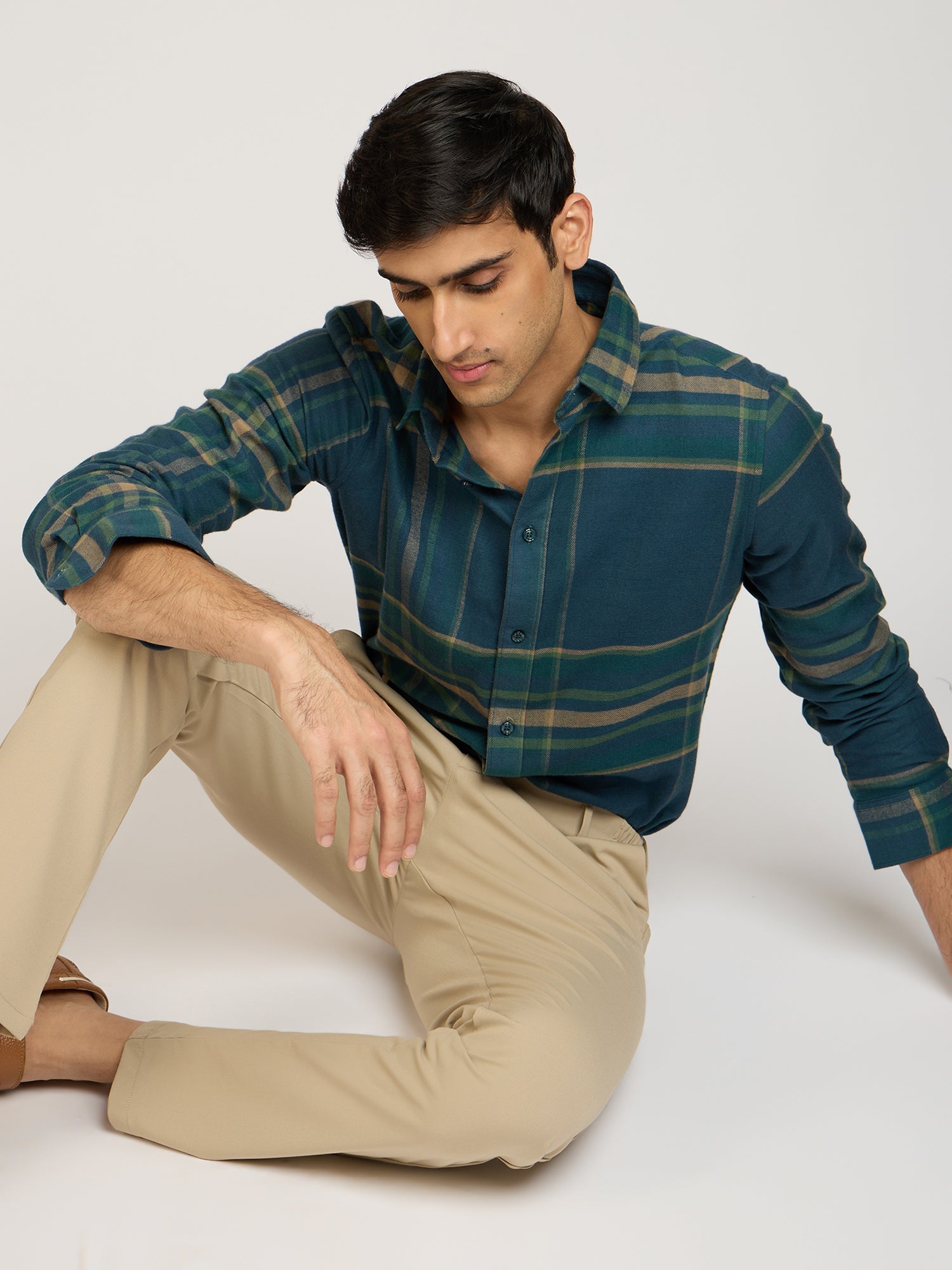 Wide Checks Green Shirt