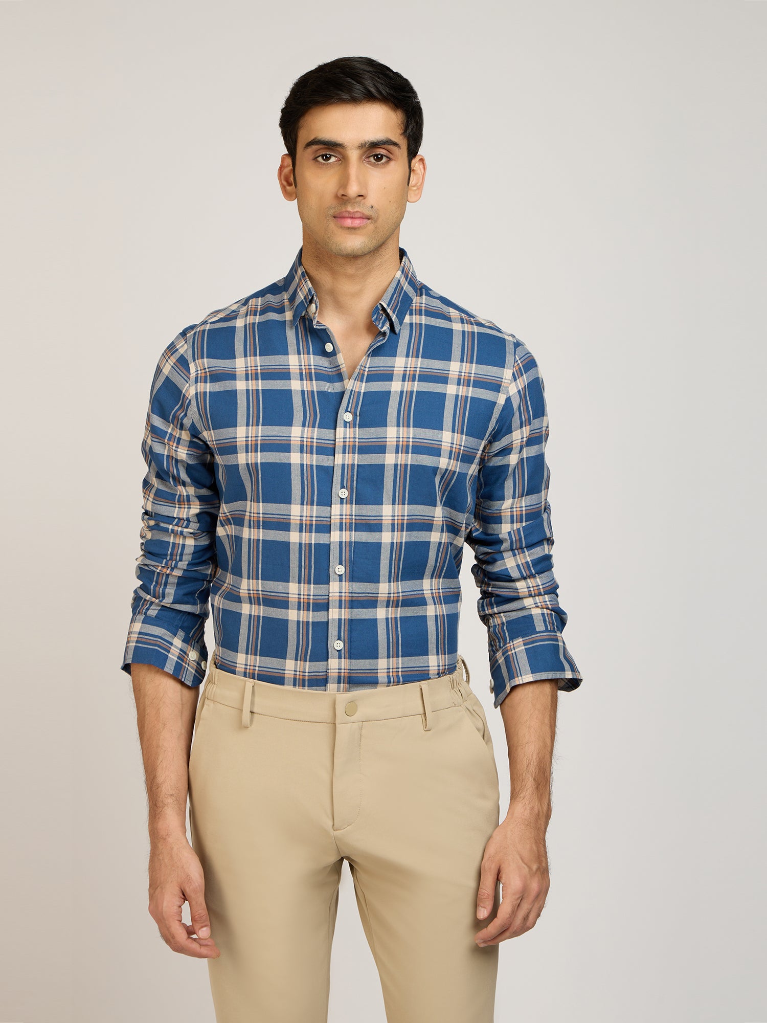 Twill Checks Blue Shirt