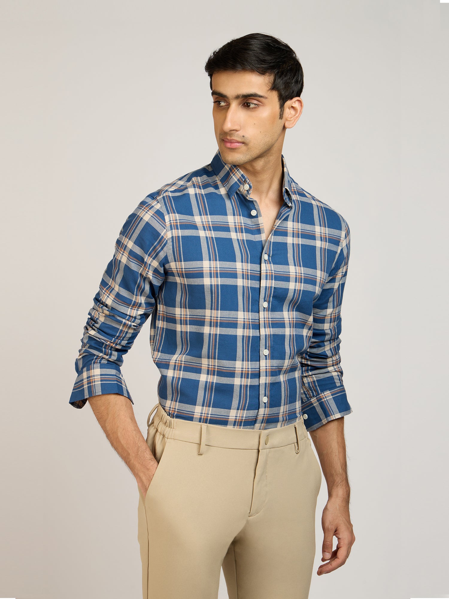 Twill Checks Blue Shirt