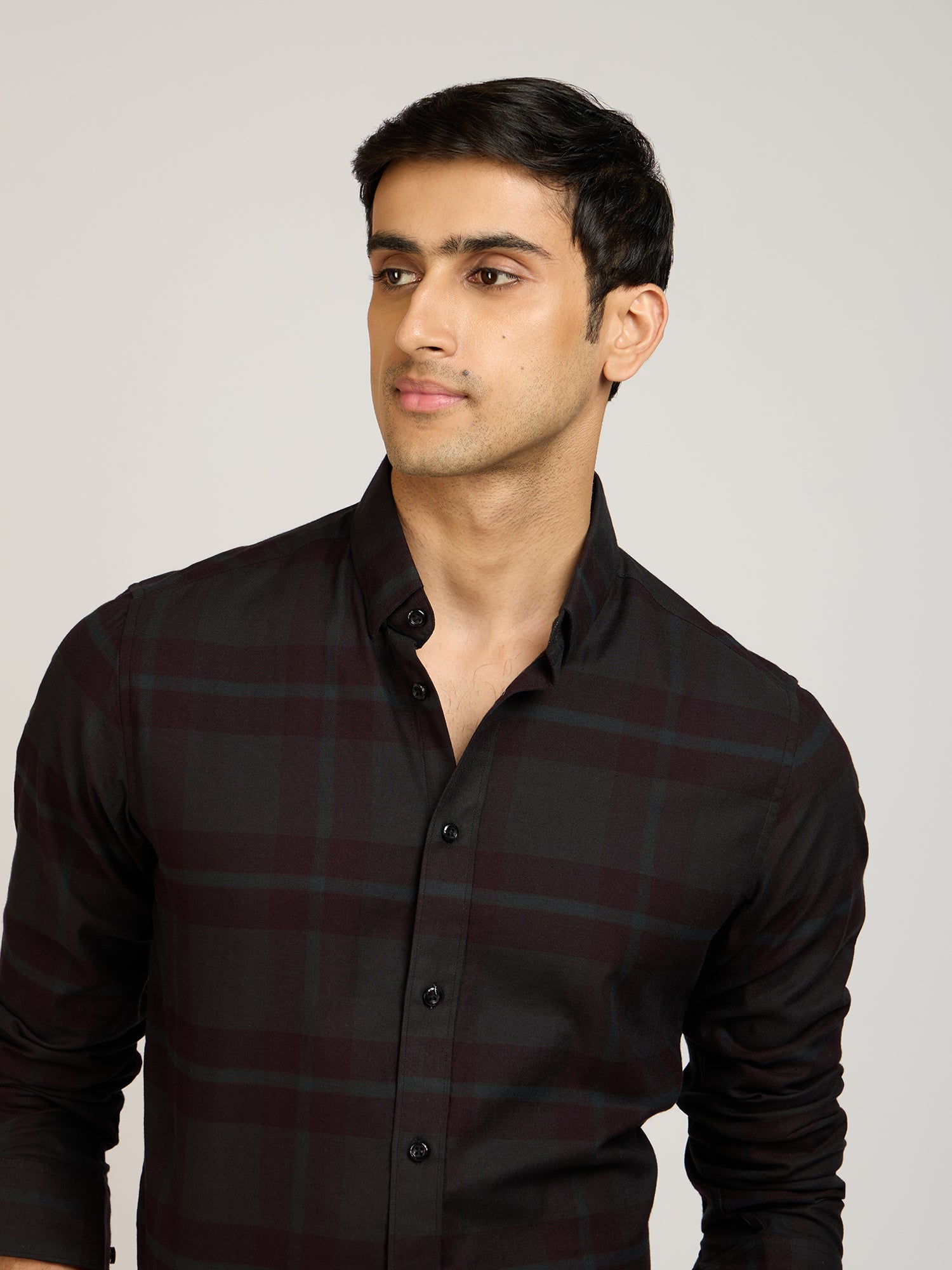 Bold Brush Check Green Shirt