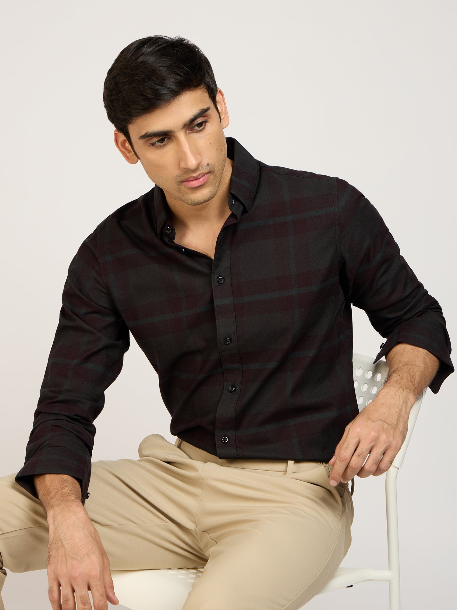 Bold Brush Check Green Shirt