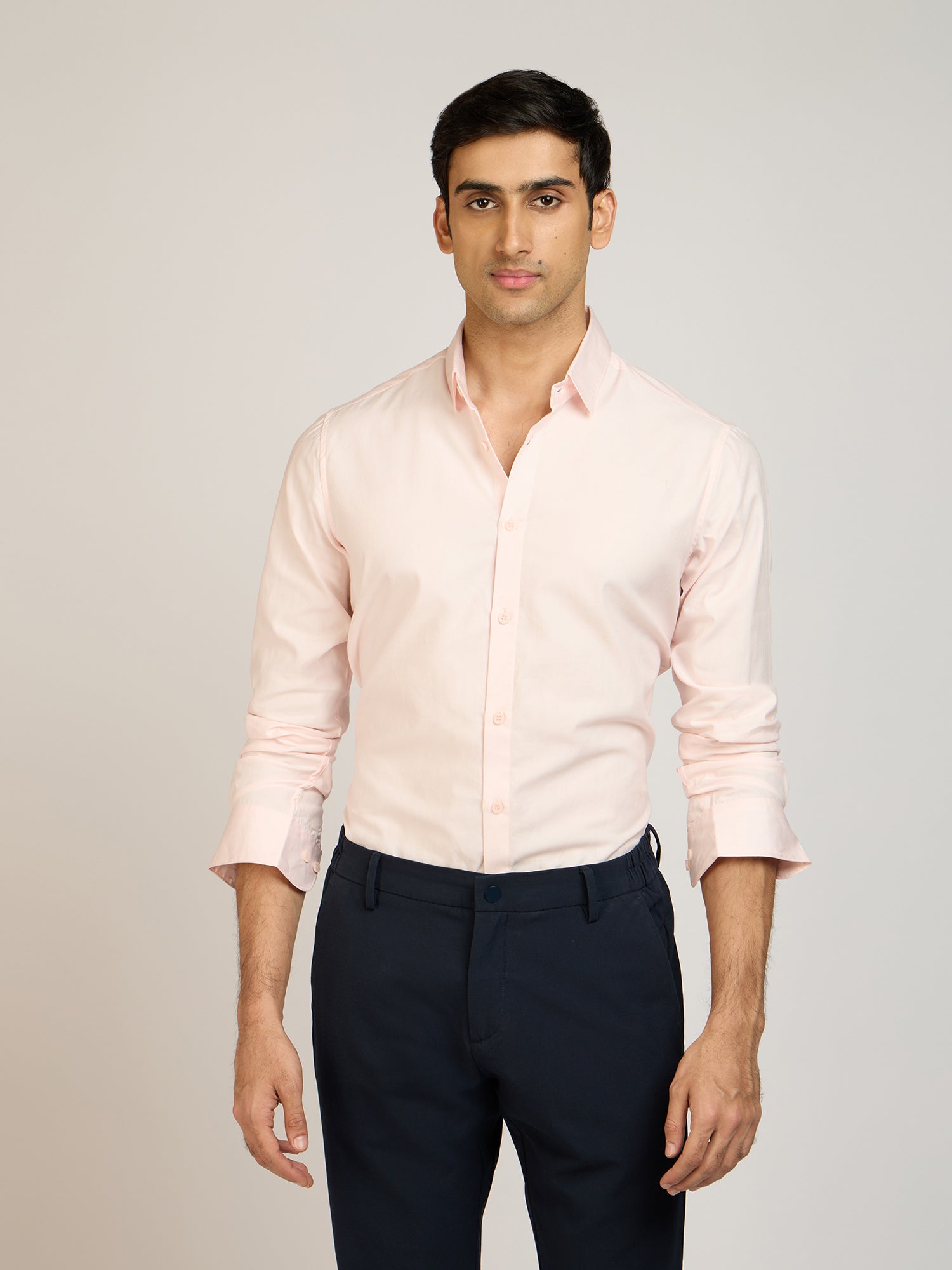 Classic Plain Satin Pink Shirt