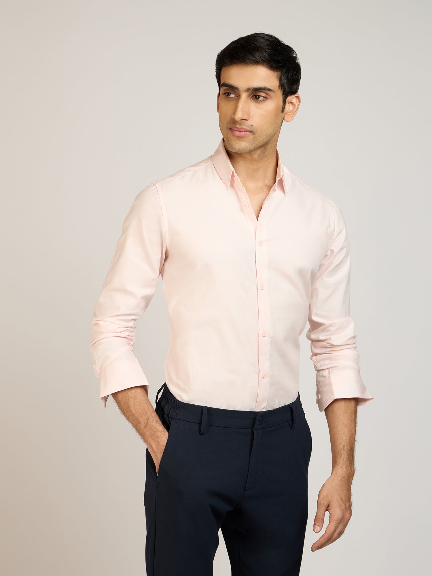 Classic Plain Satin Pink Shirt