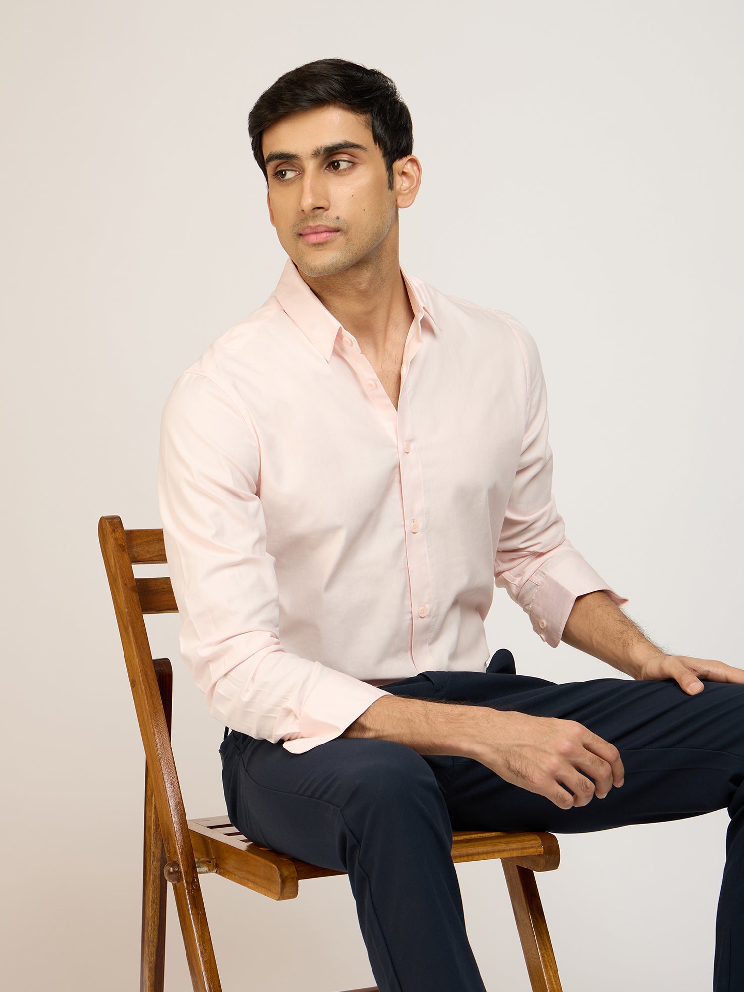 Classic Plain Satin Pink Shirt