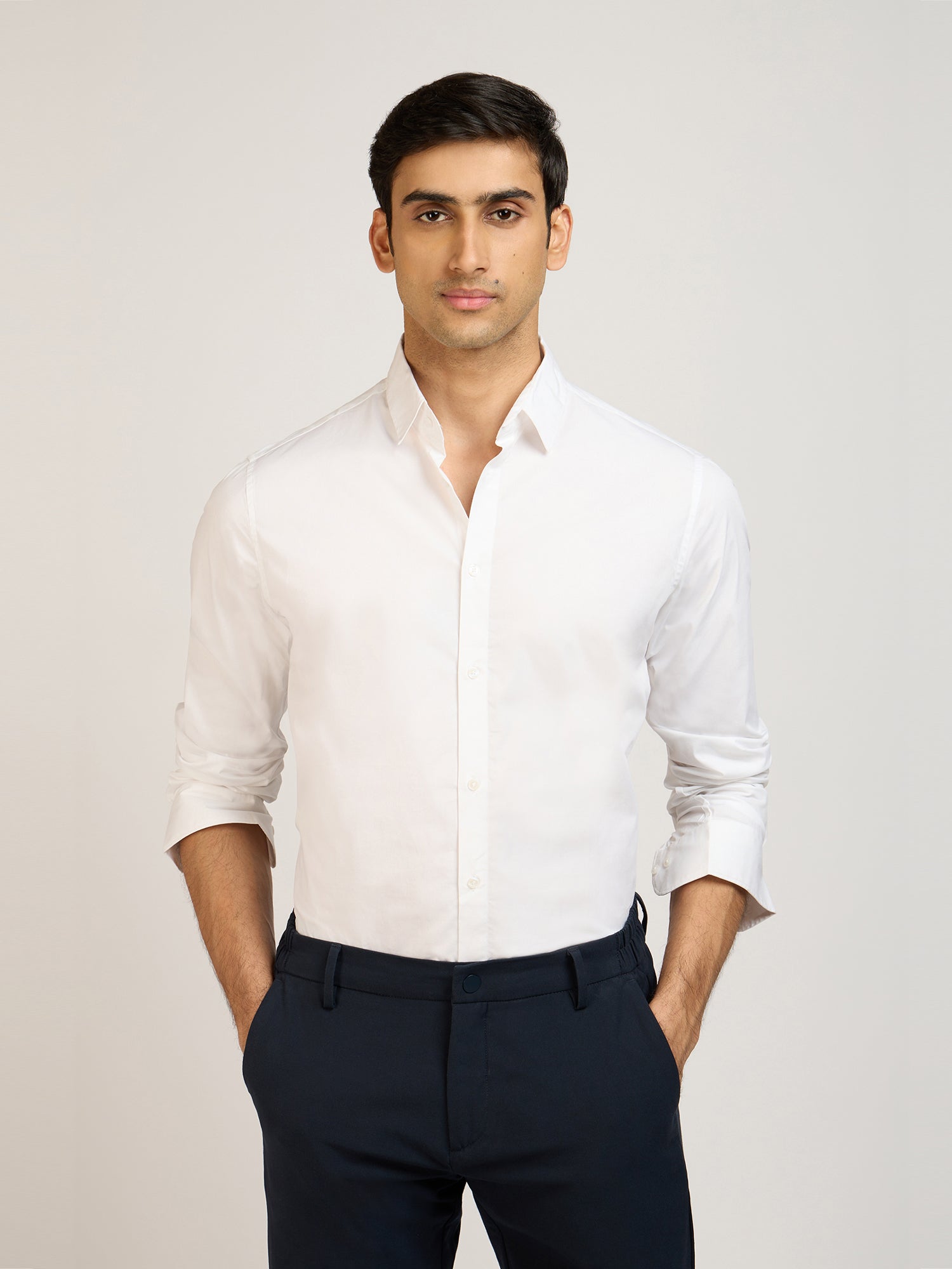 Premium Cotton Stretch White Shirt