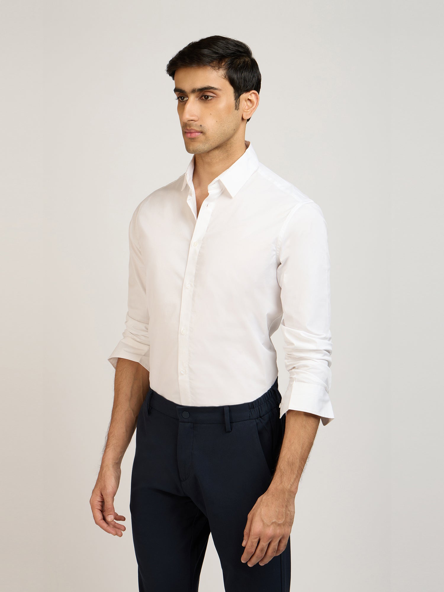 Premium Cotton Stretch White Shirt
