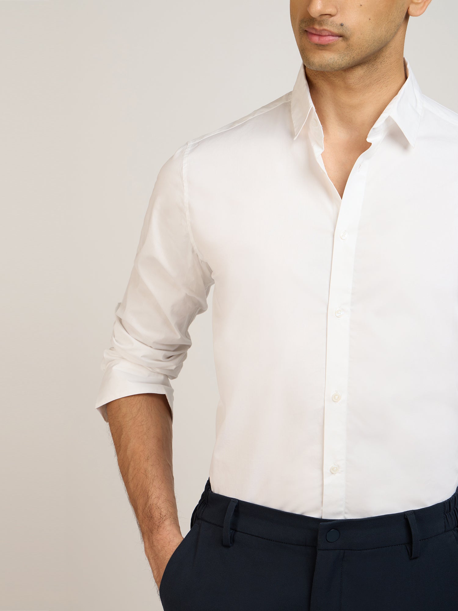 Premium Cotton Stretch White Shirt