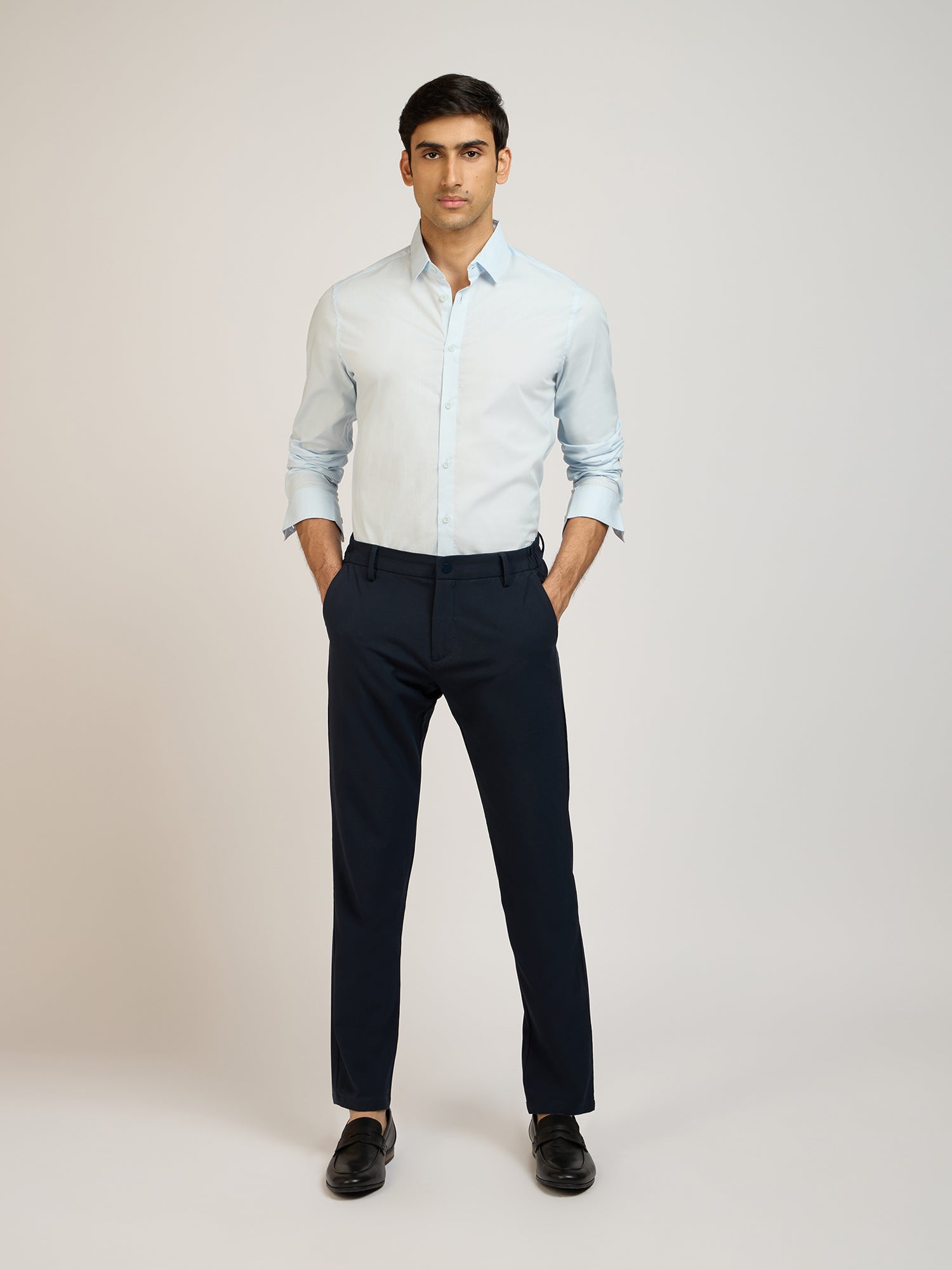Classic Plain Stretch Blue Shirt
