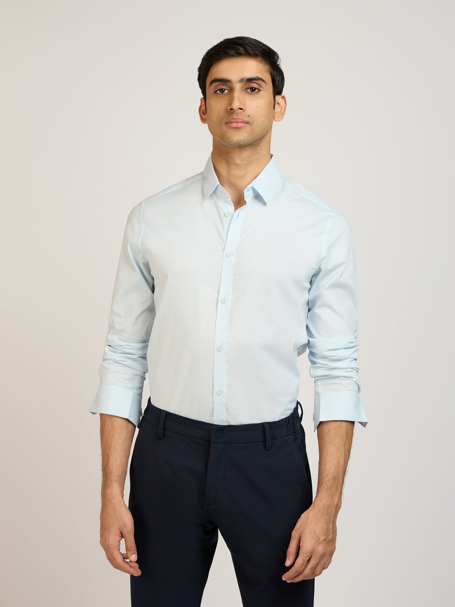 Classic Plain Stretch Blue Shirt
