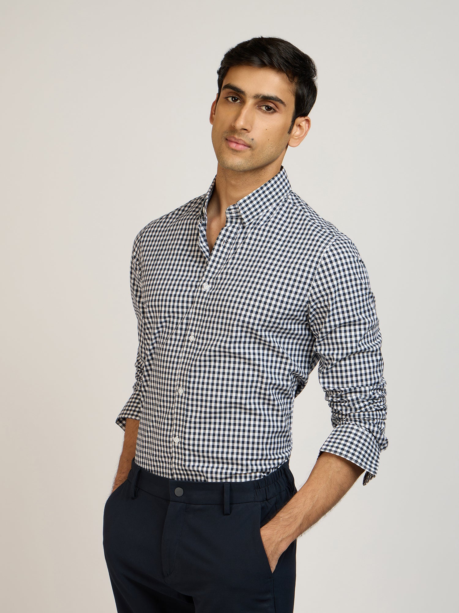 Gingham Check Navy Shirt