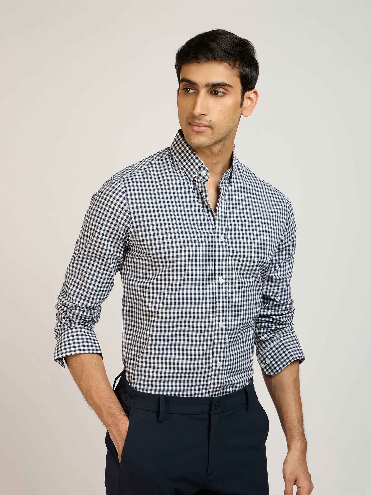 Gingham Check Navy Shirt