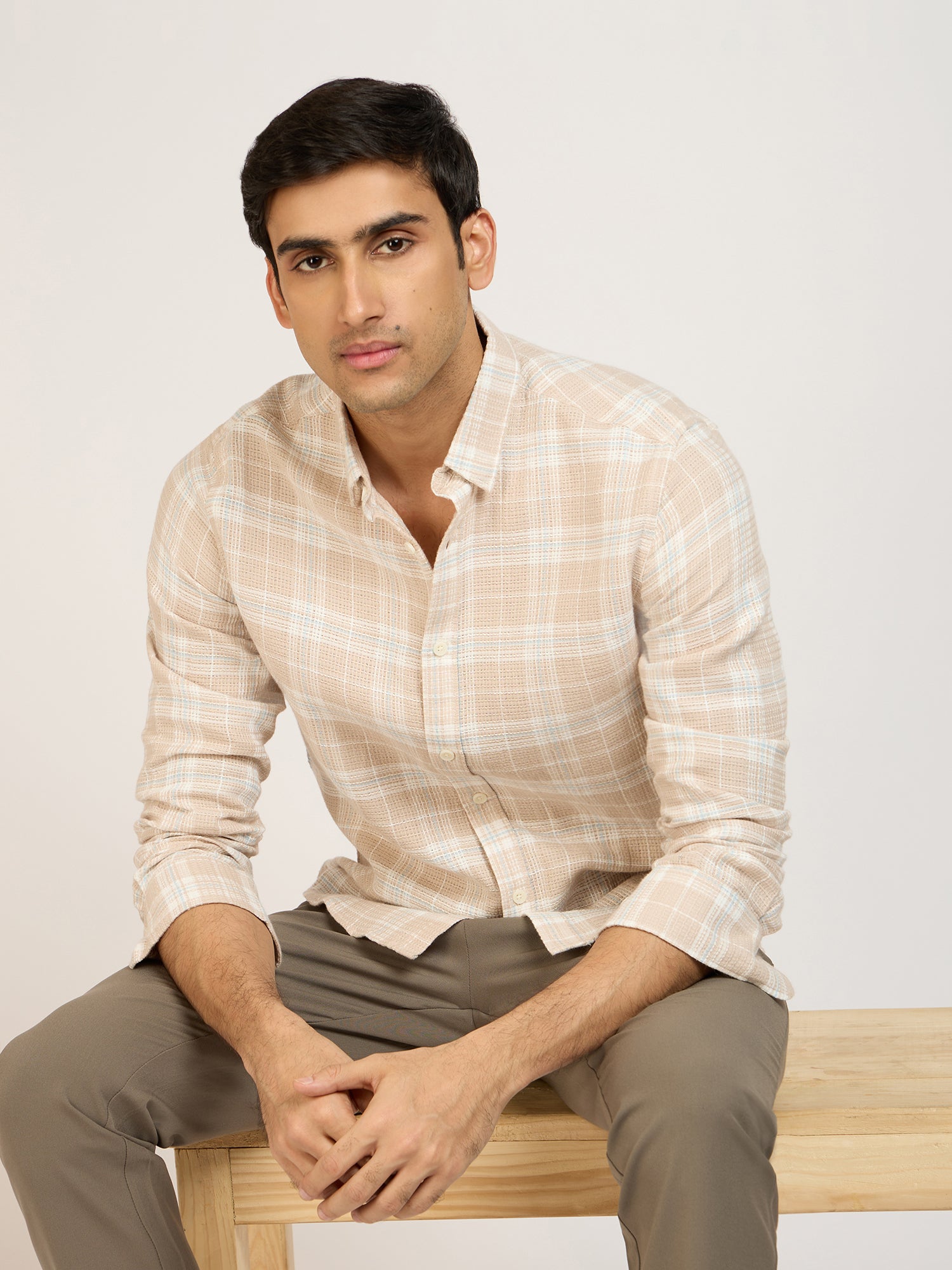 Dobby Check Brown Shirt