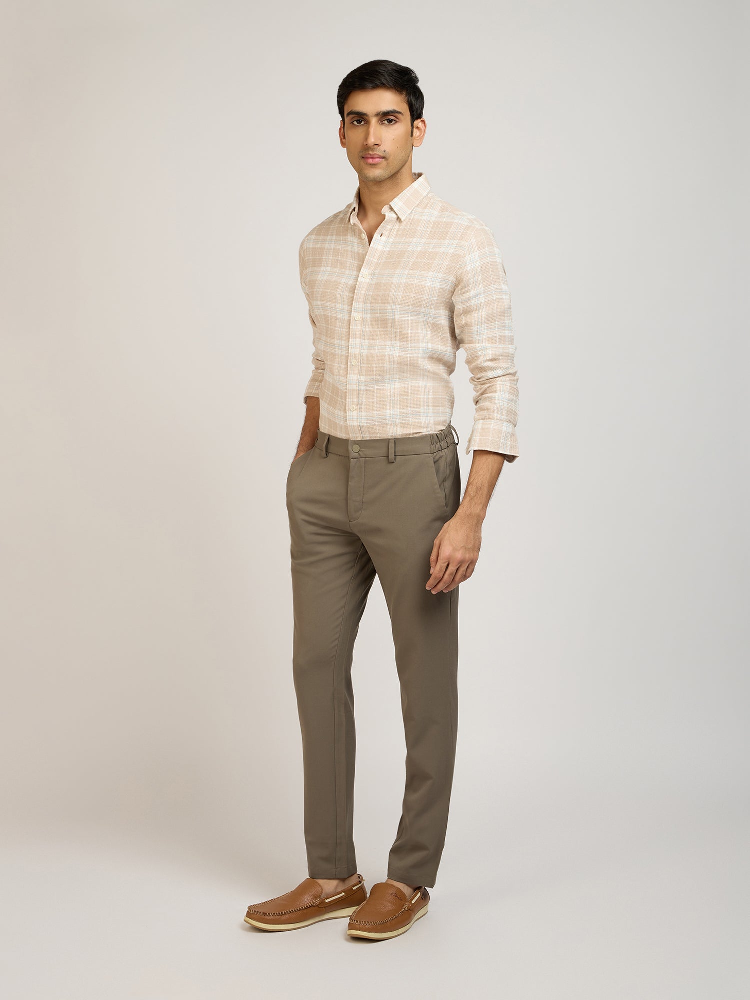 Dobby Check Brown Shirt