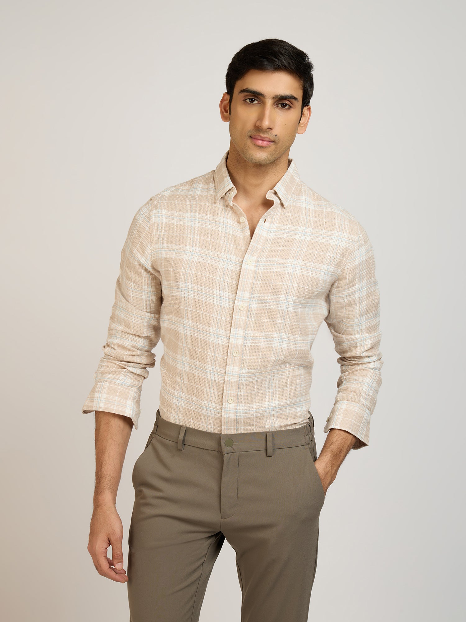 Dobby Check Brown Shirt