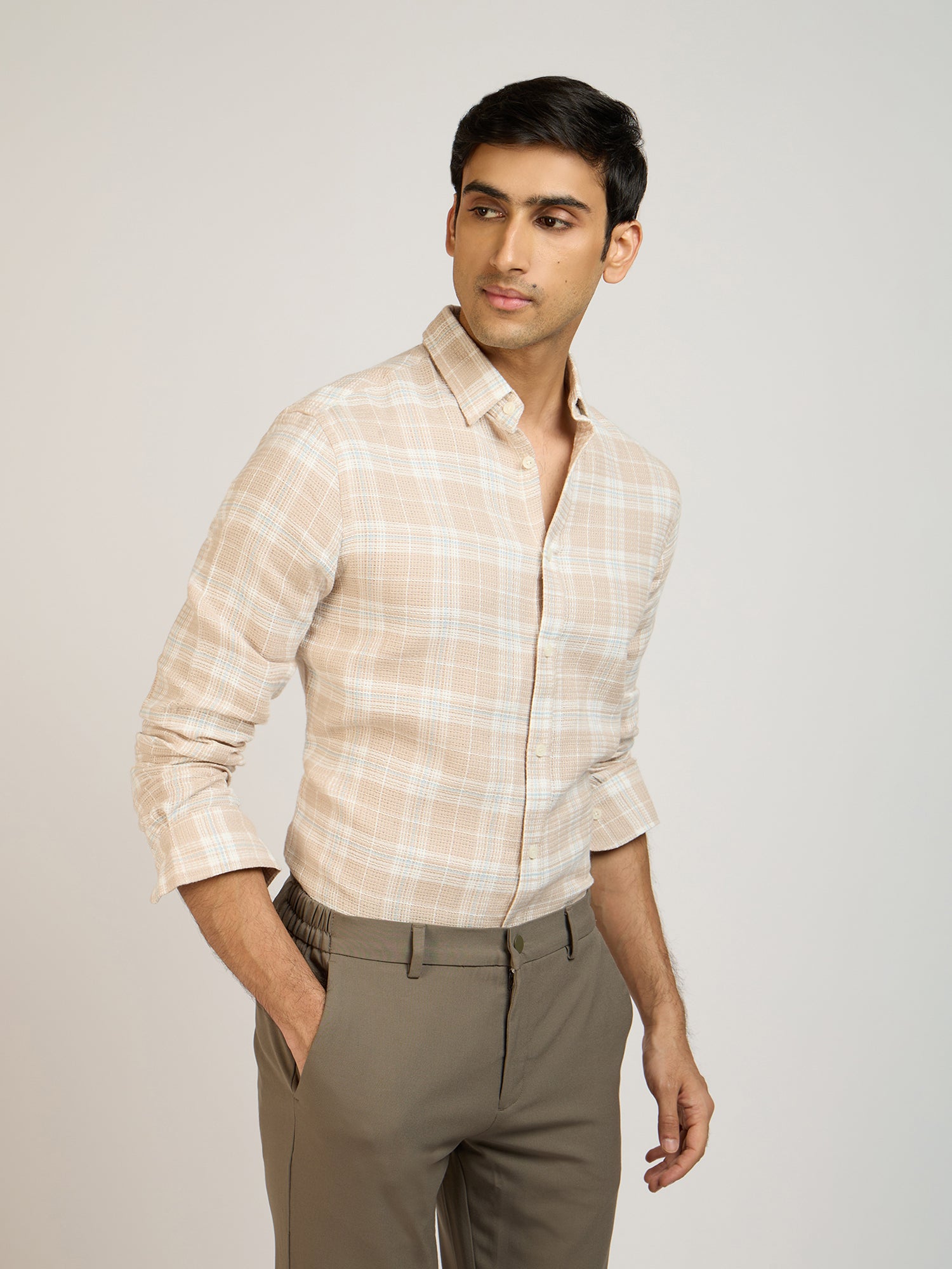 Dobby Check Brown Shirt