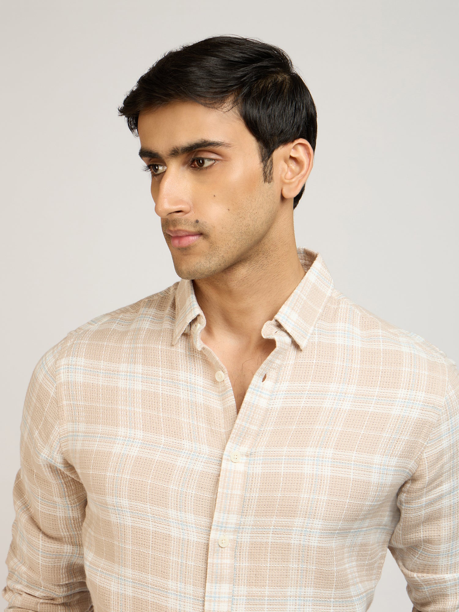 Dobby Check Brown Shirt
