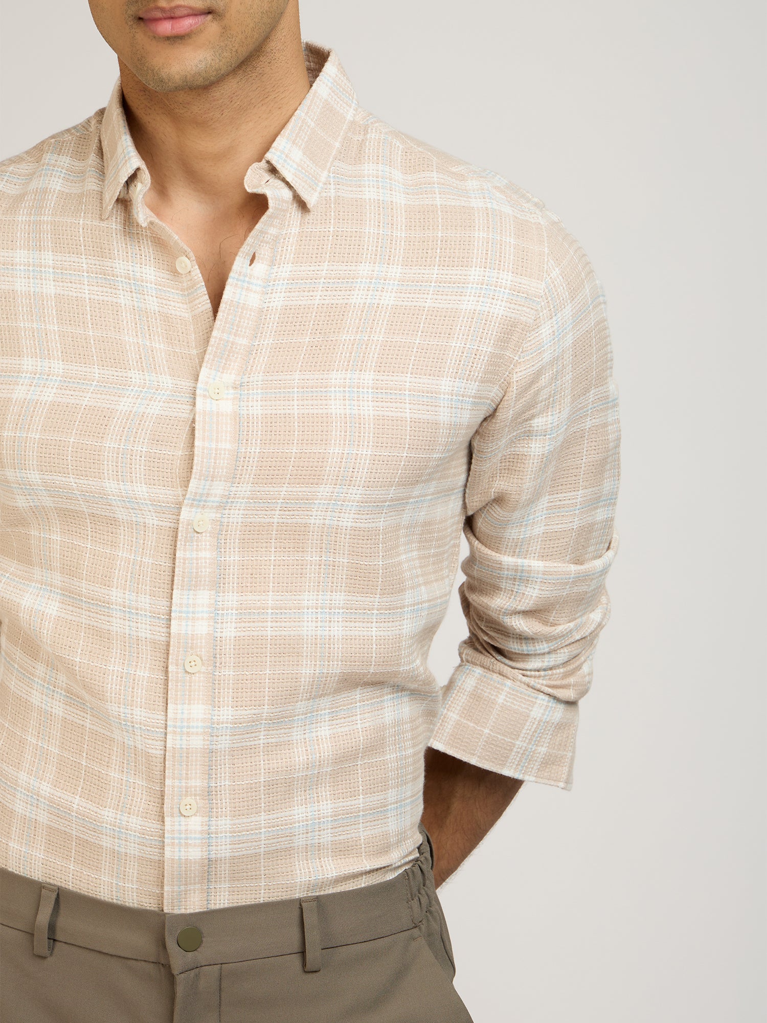 Dobby Check Brown Shirt