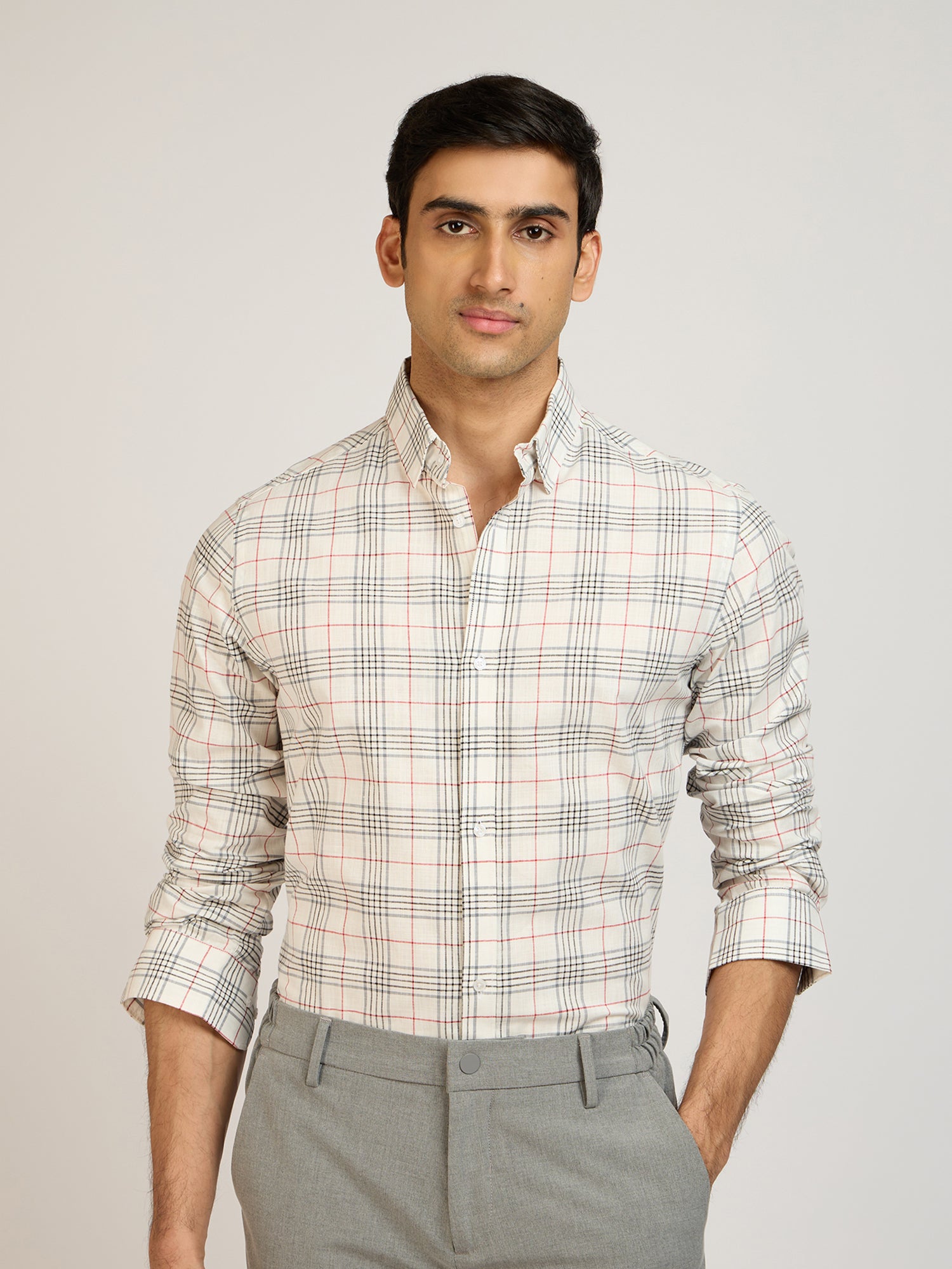 Cotton Slub Check Shirt