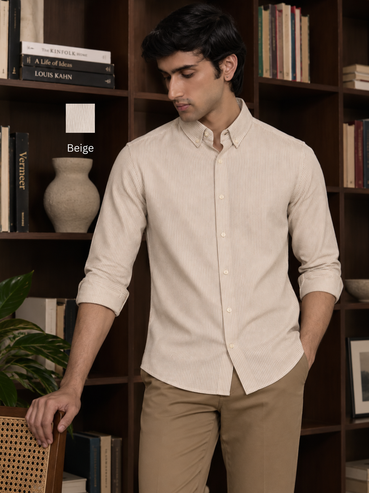 Rogue - Oxford Pinstriped Regular Fit Cotton Shirt