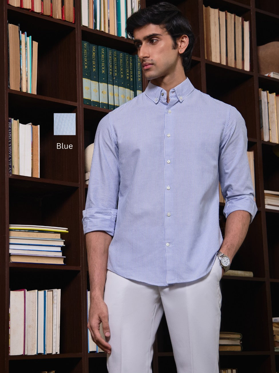 Rogue - Oxford Pinstriped Regular Fit Cotton Shirt