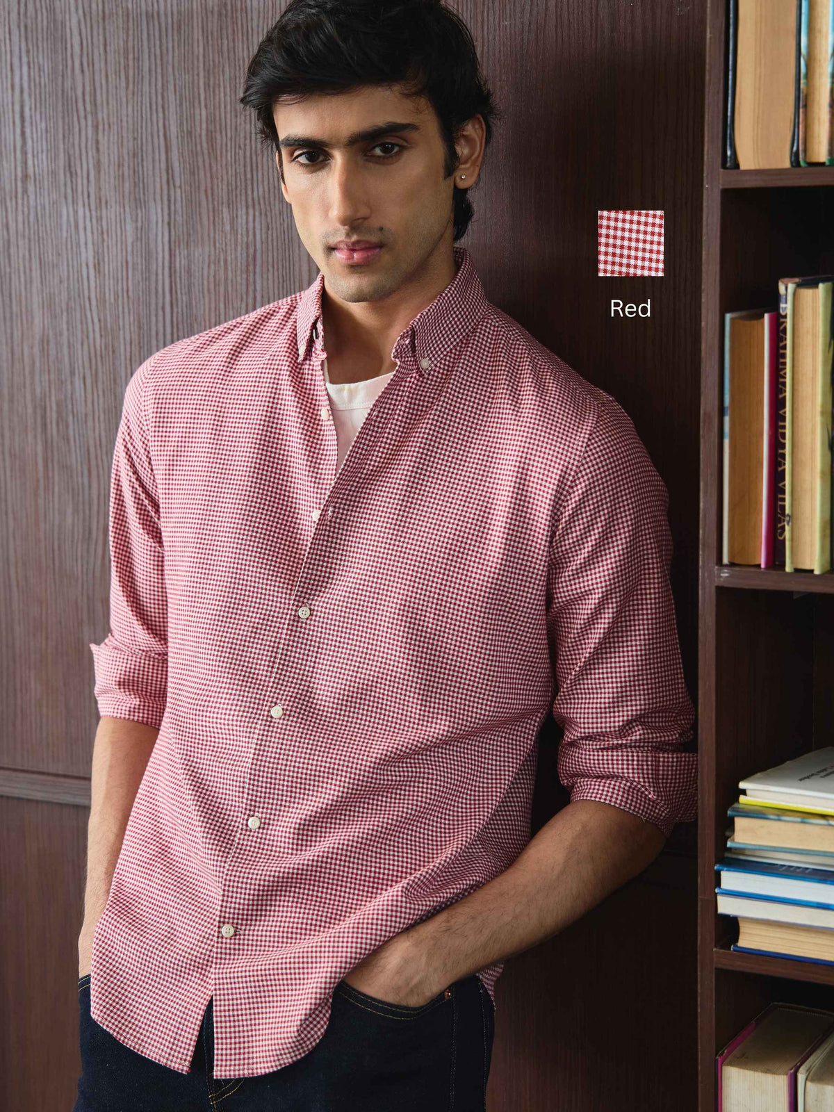 EVARIST- Regular Fit Gingham Checks Cotton Shirt
