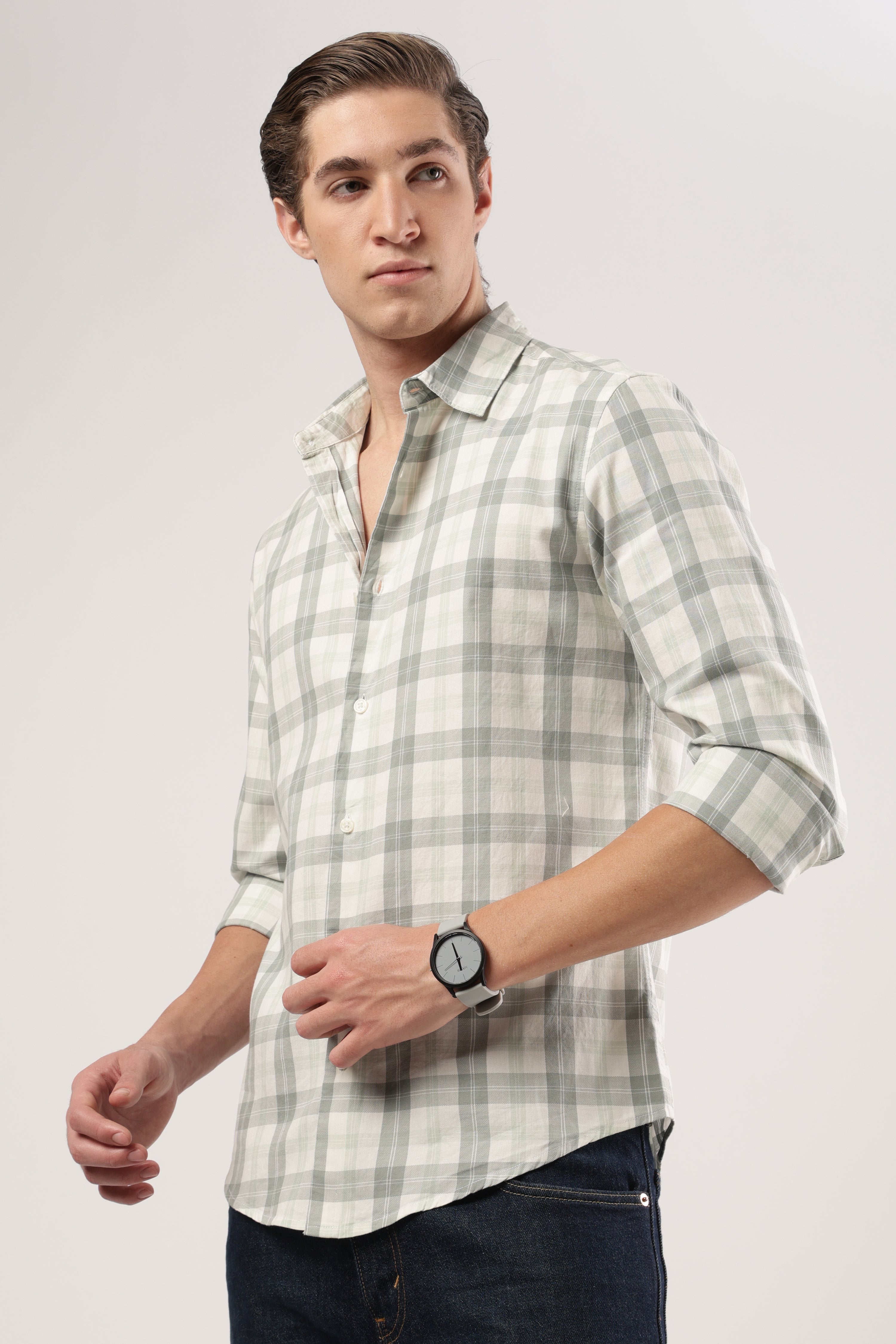 Green Mist Checks Shirt