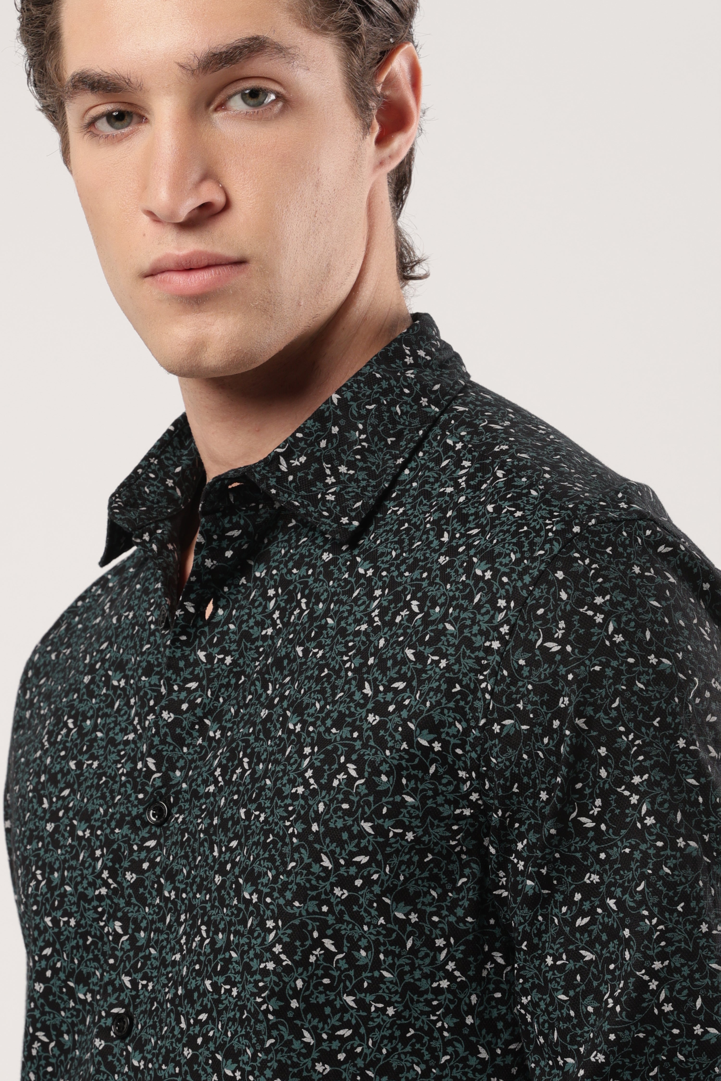Emerald Whisper Floral Shirt