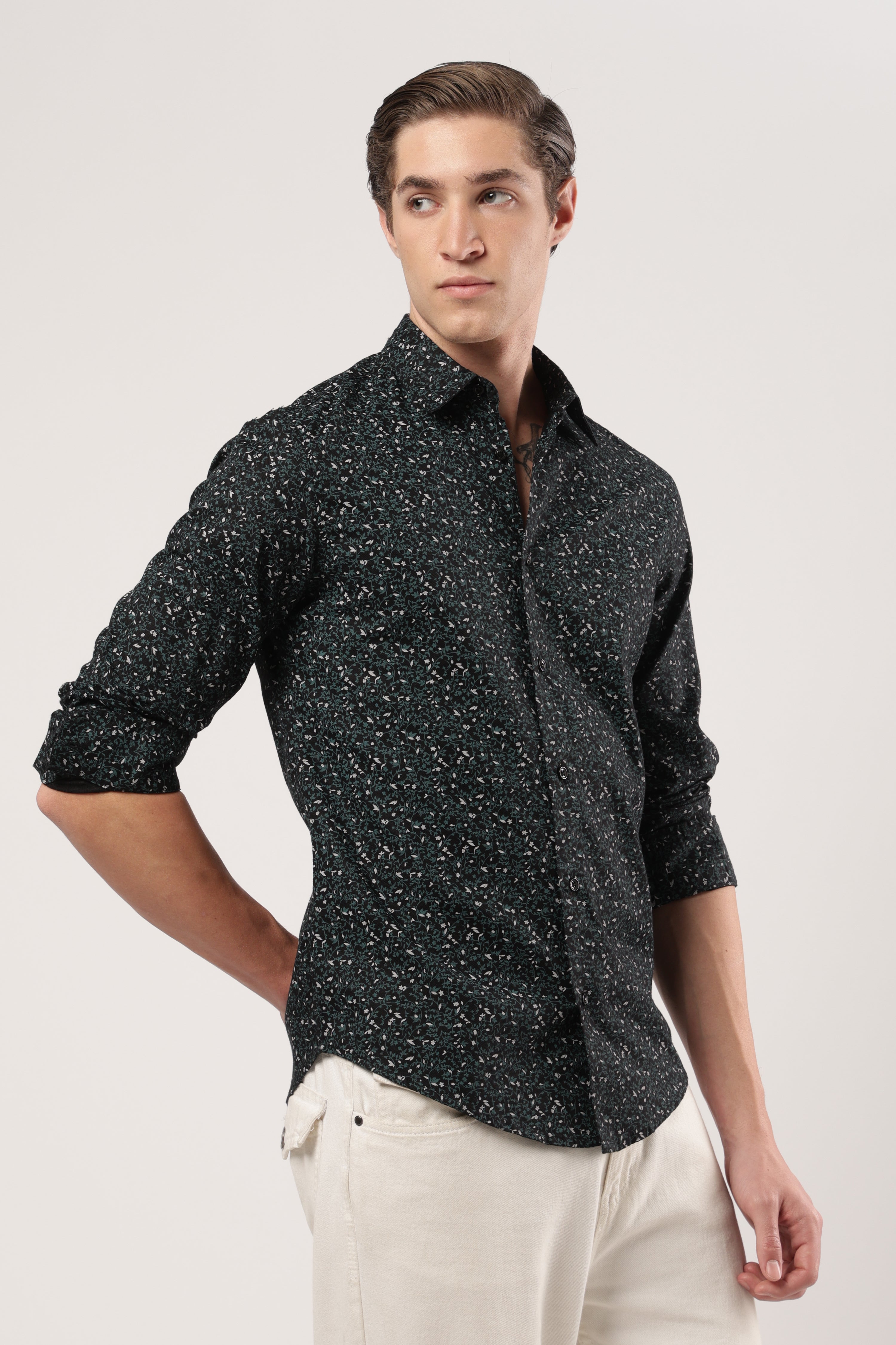 Emerald Whisper Floral Shirt
