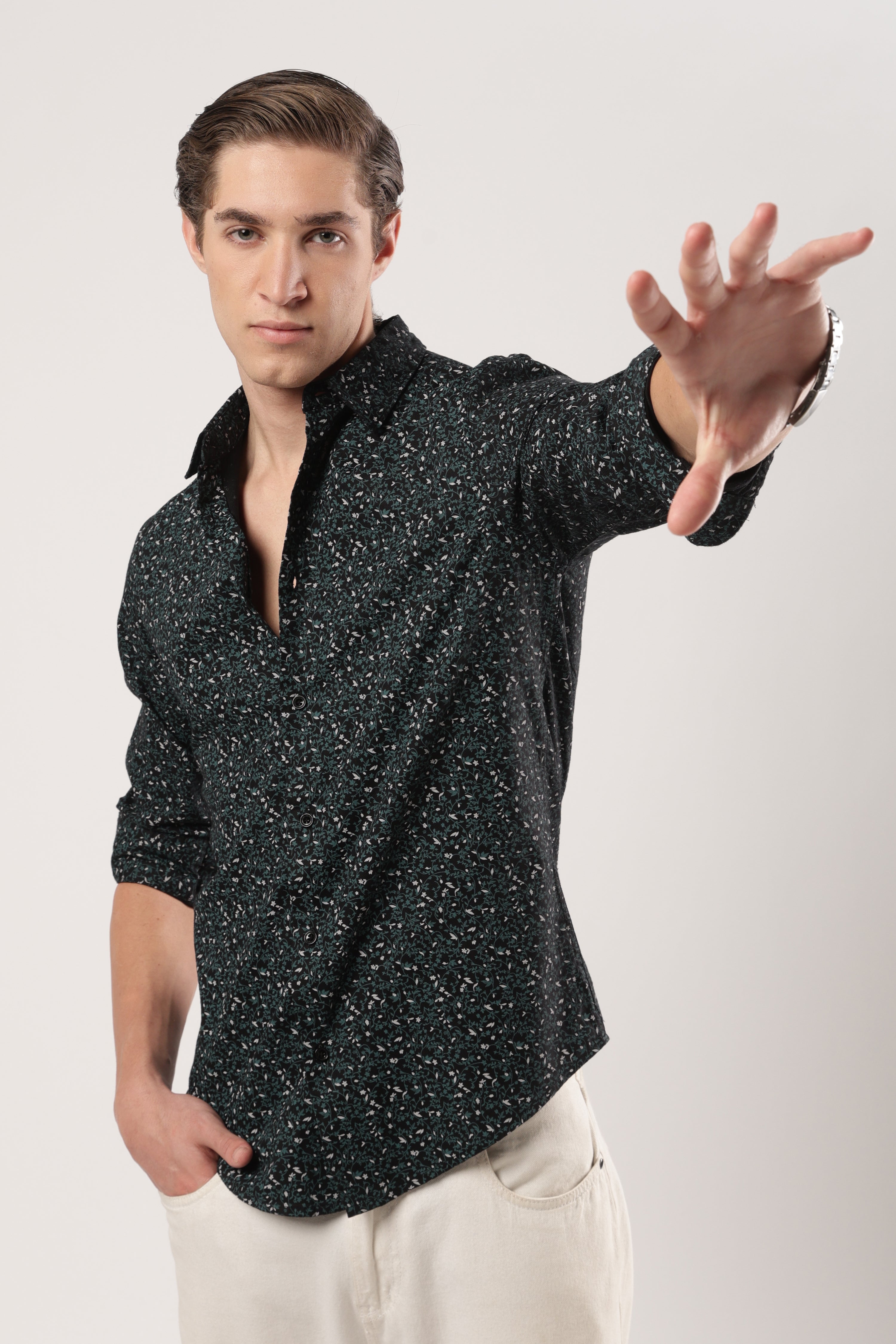 Emerald Whisper Floral Shirt