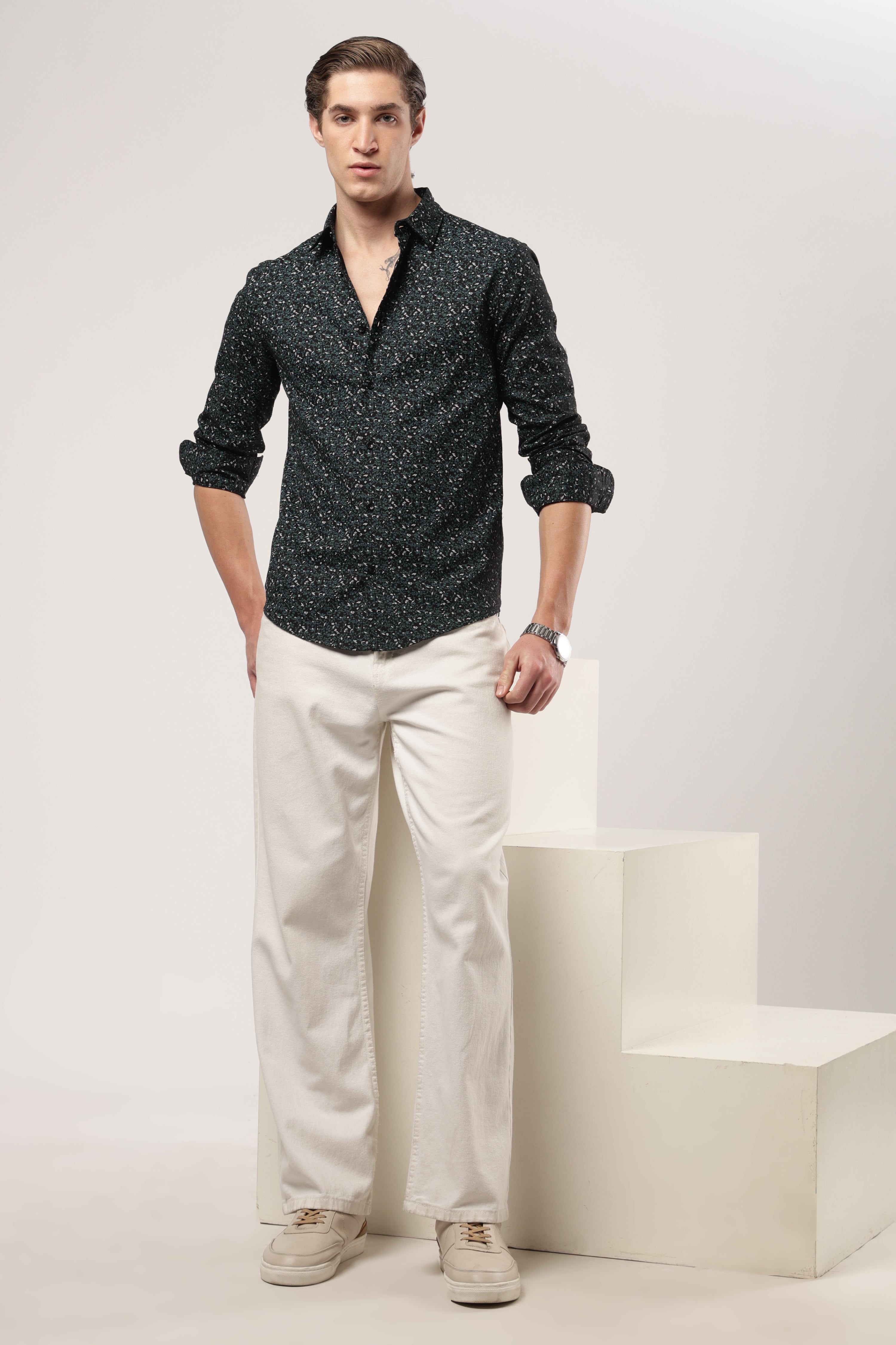 Emerald Whisper Floral Shirt