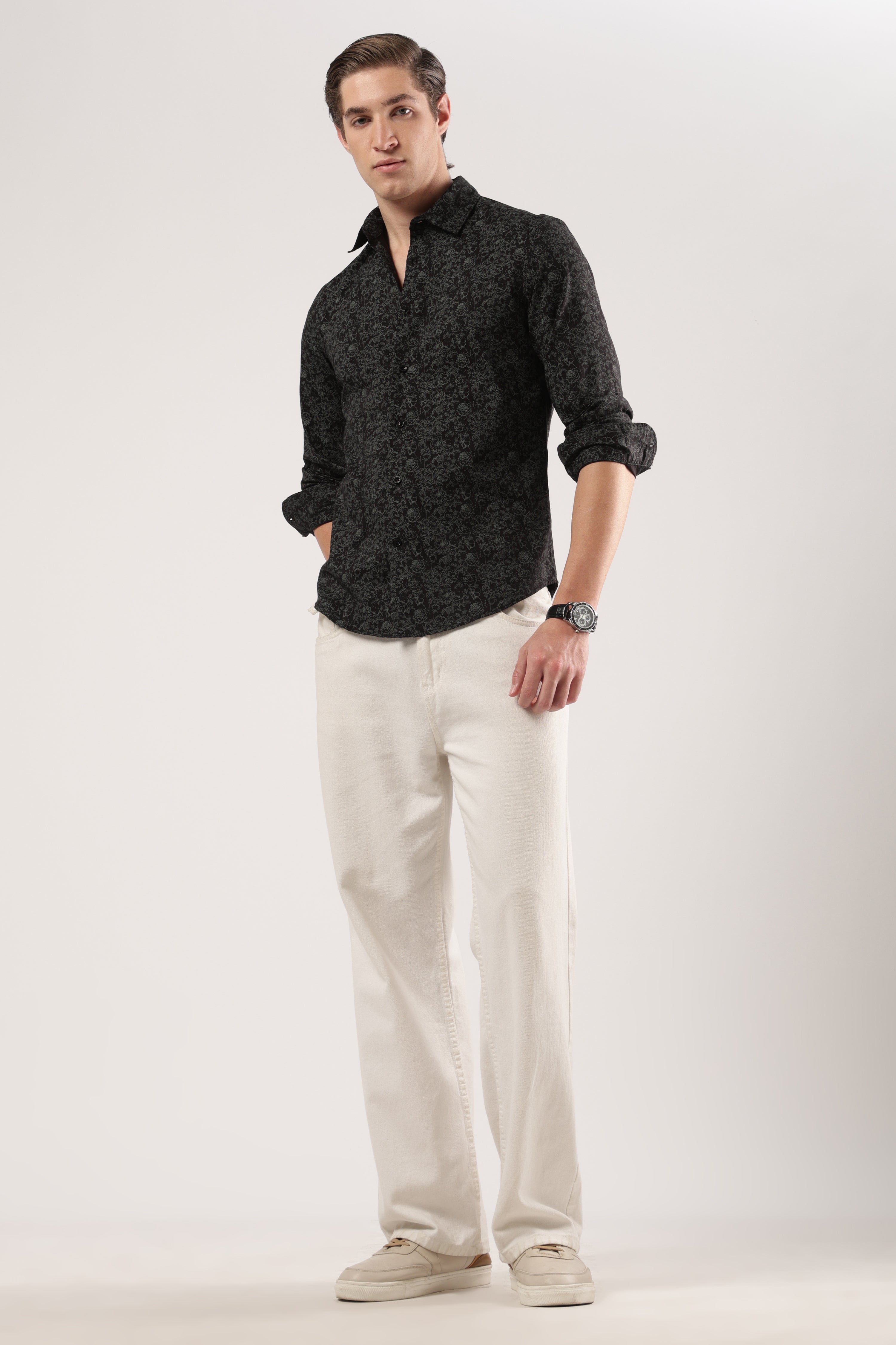 Smoky Green Florals Shirt