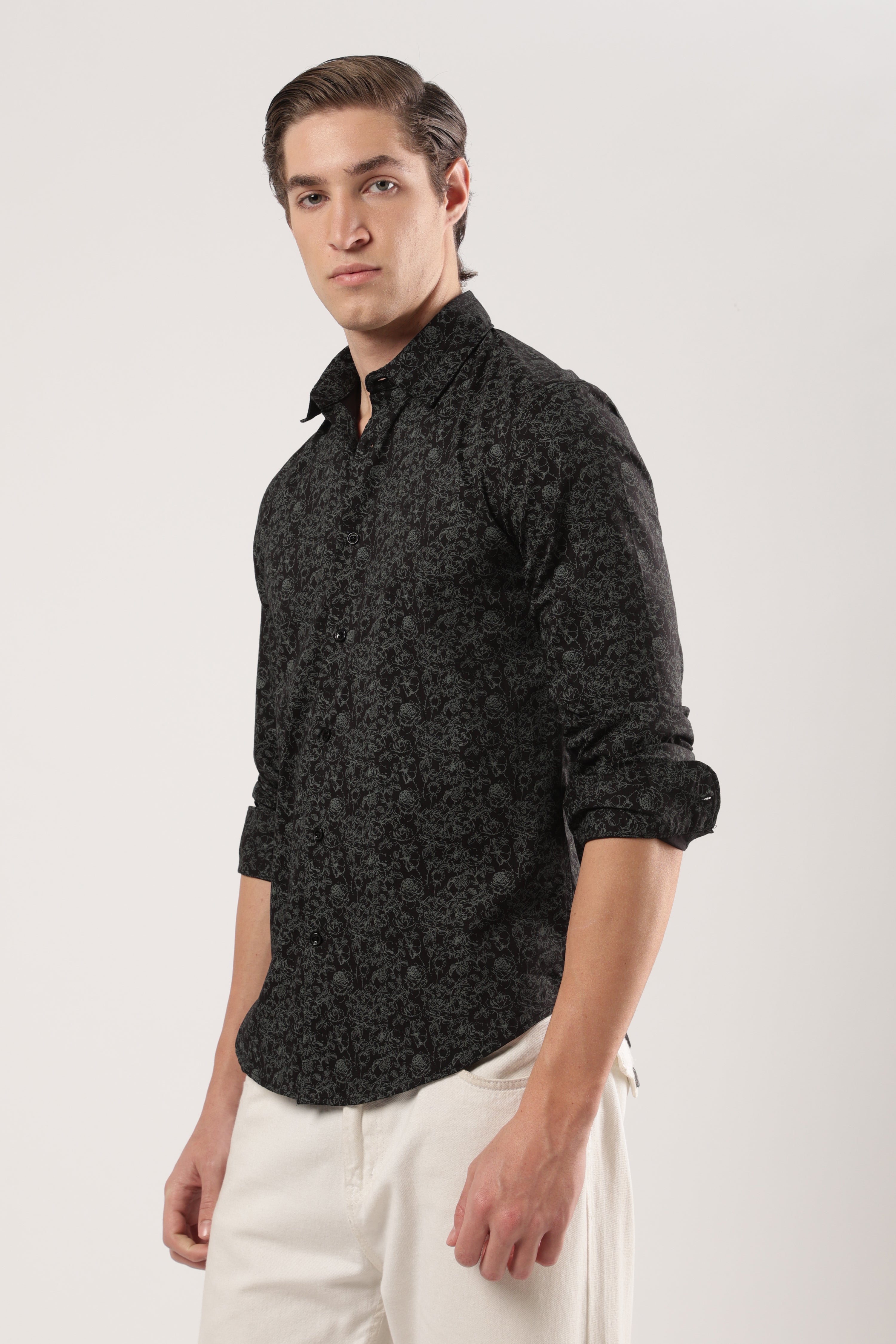 Smoky Green Florals Shirt