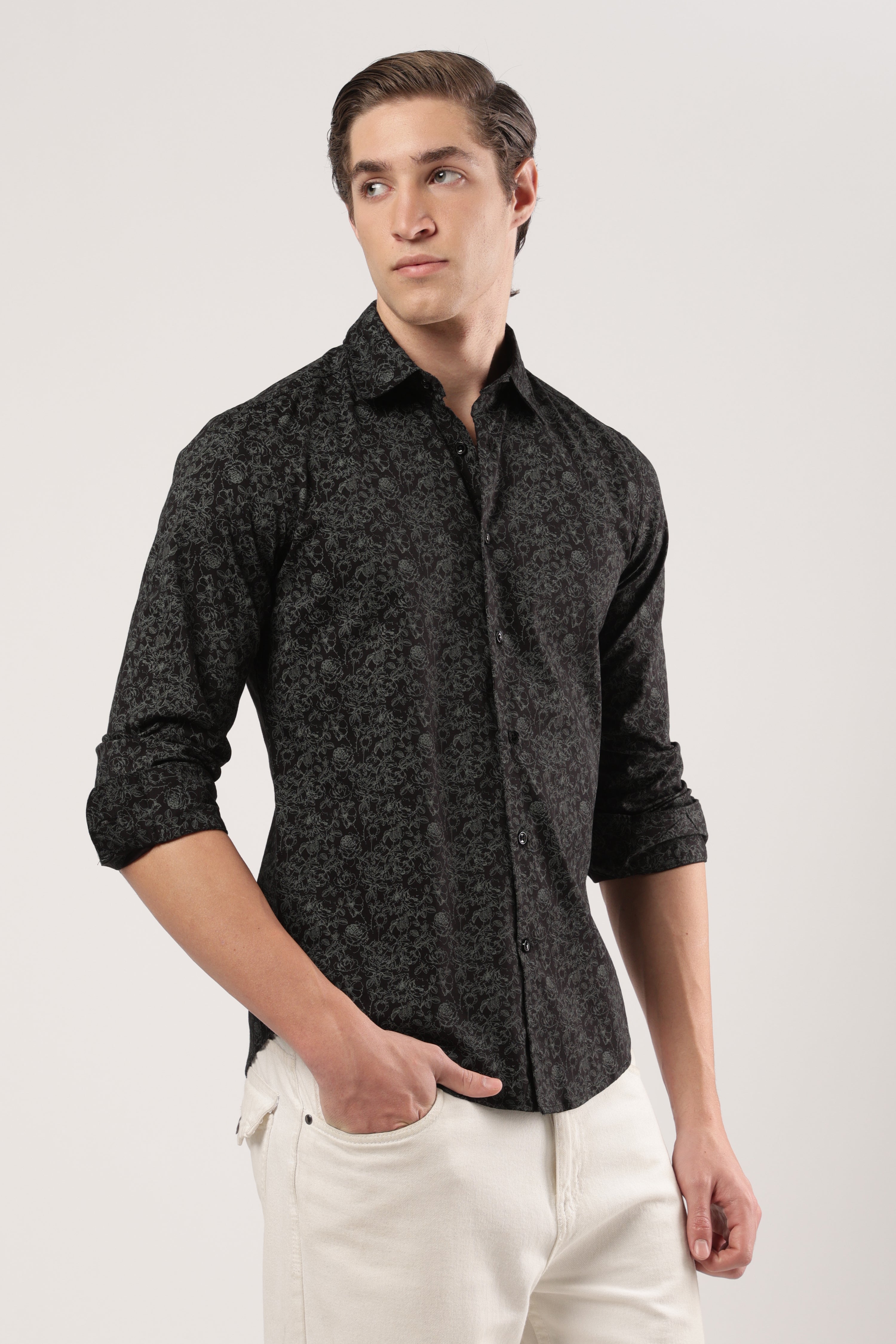 Smoky Green Florals Shirt