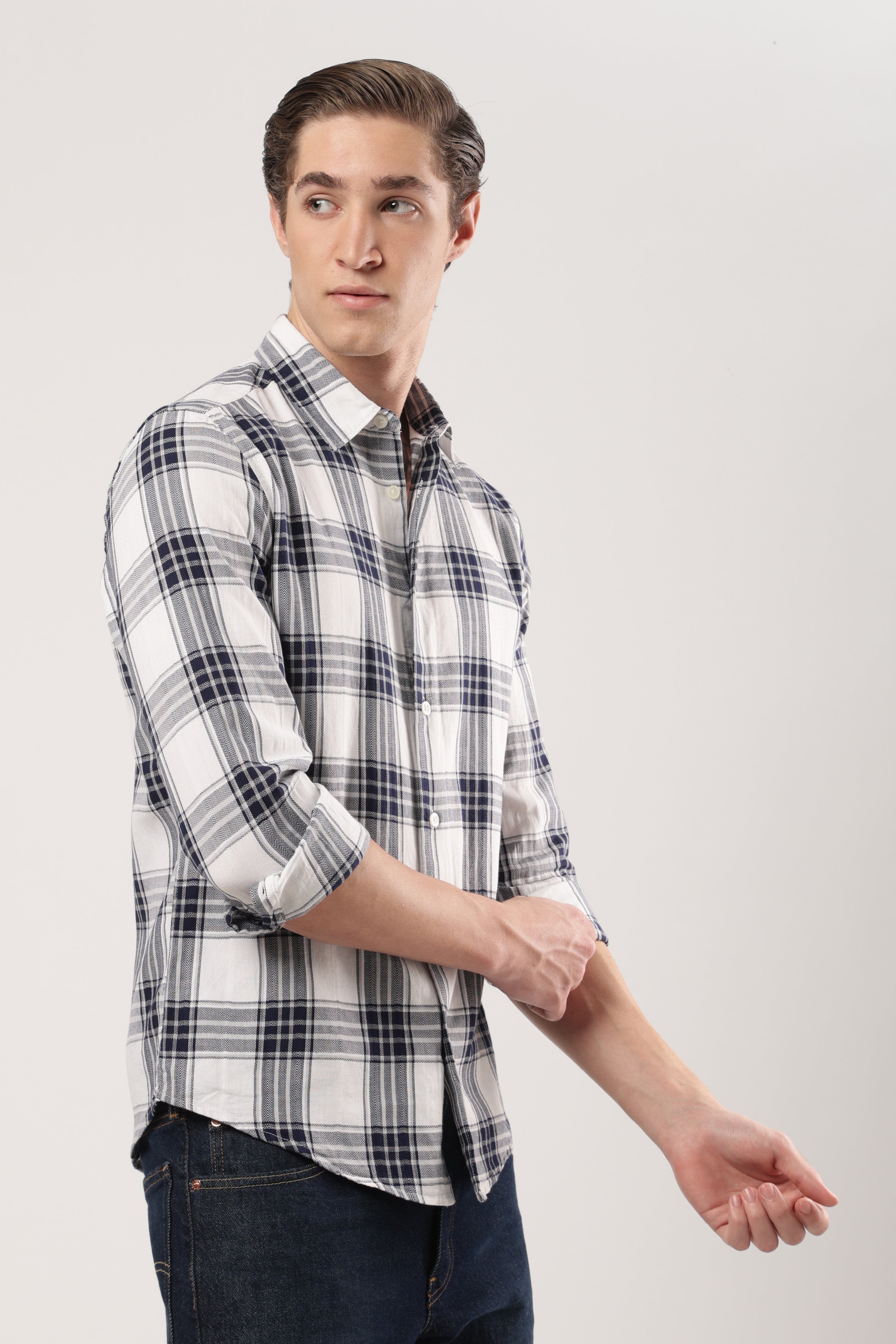 Navy Crest Plaid Shirt