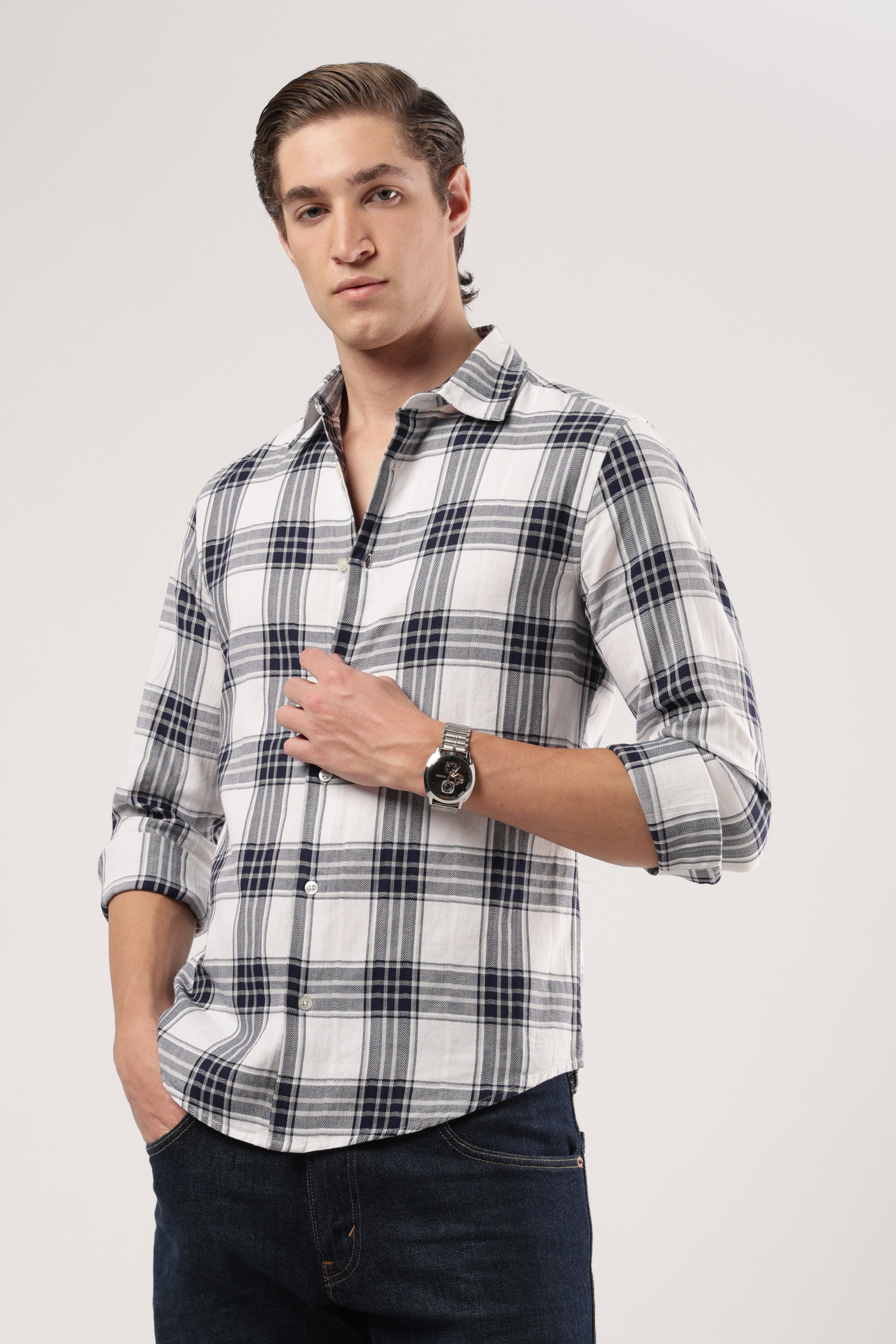 Navy Crest Plaid Shirt