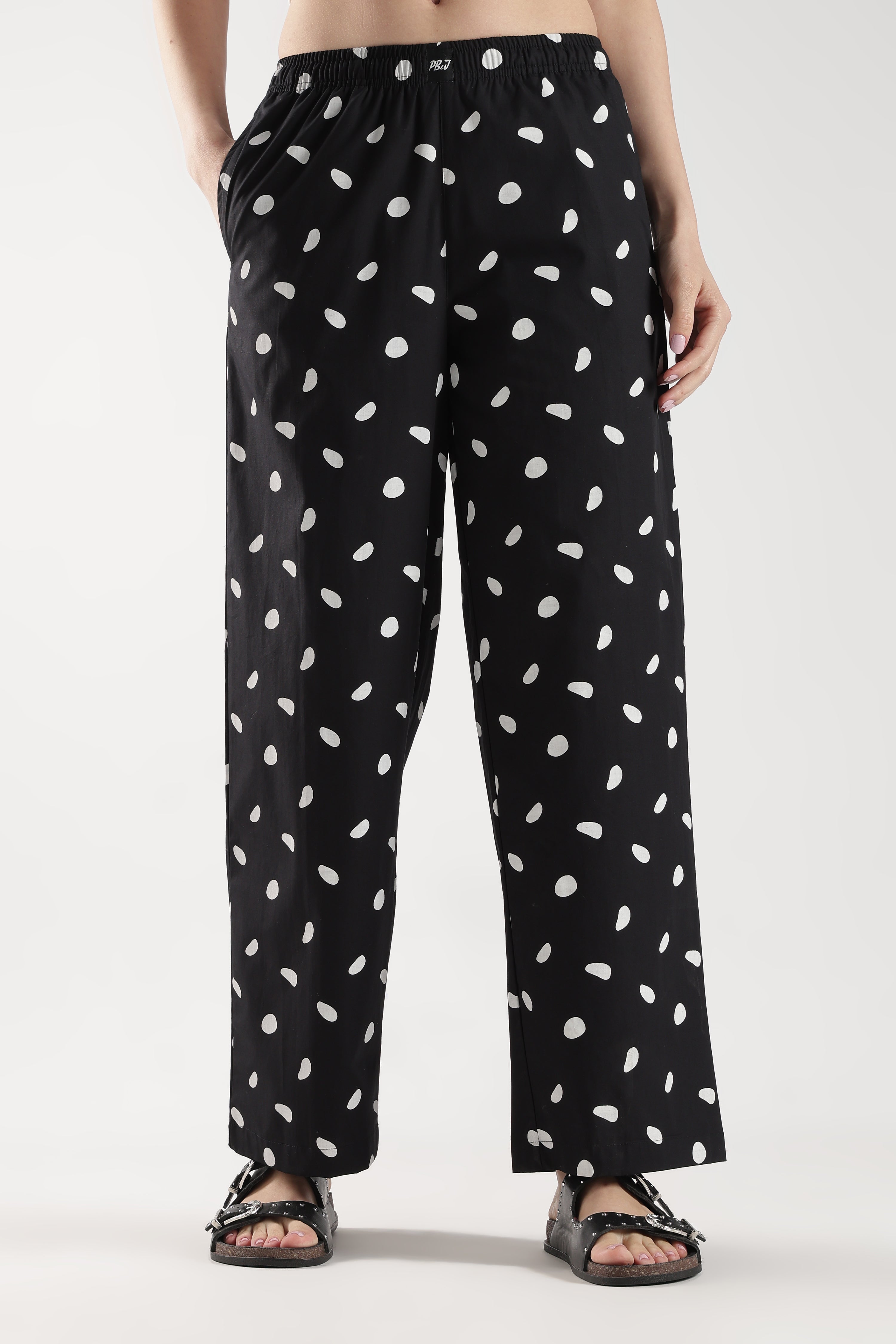 Polka Print Wide Leg Pyjama Pants