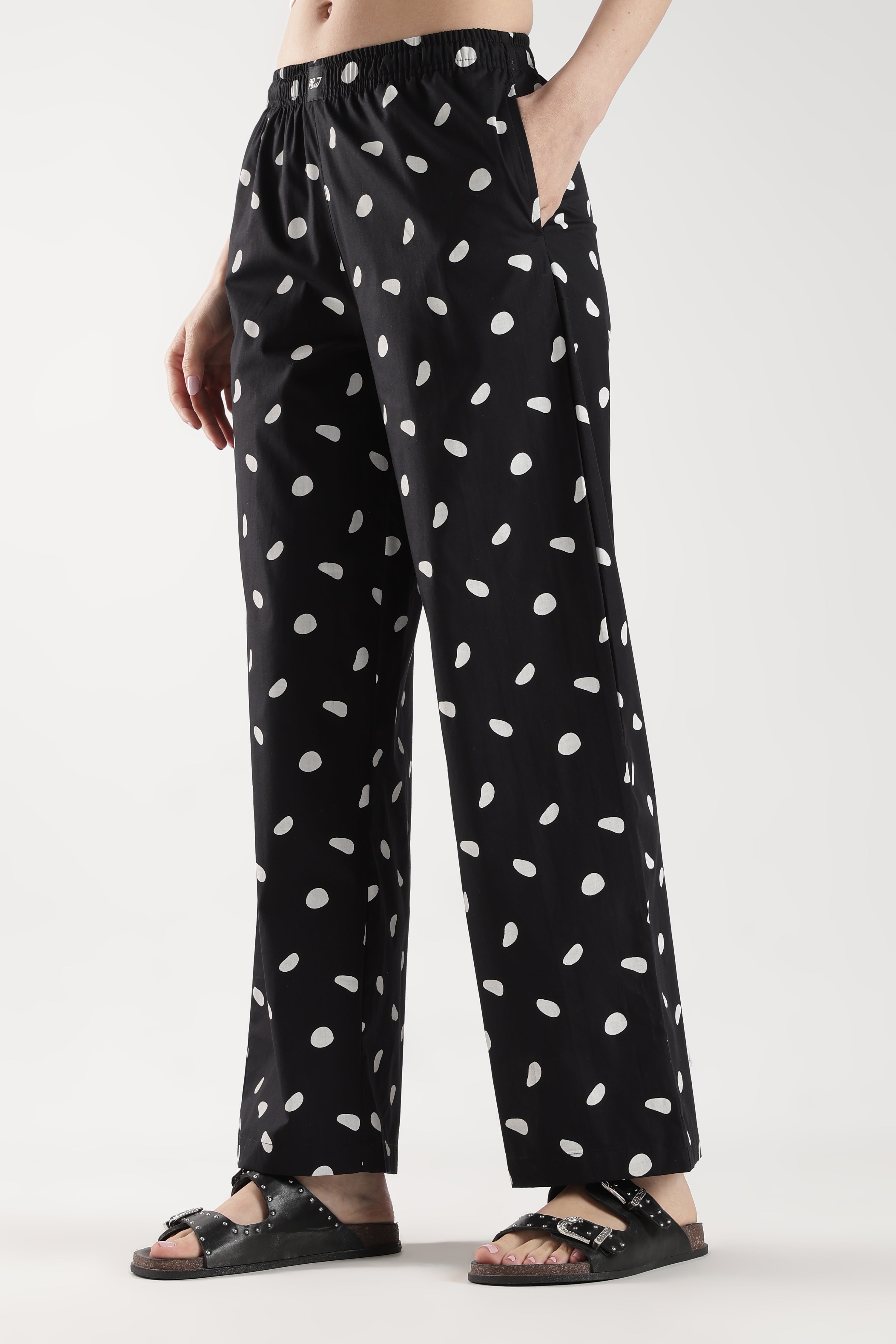Polka Print Wide Leg Pyjama Pants
