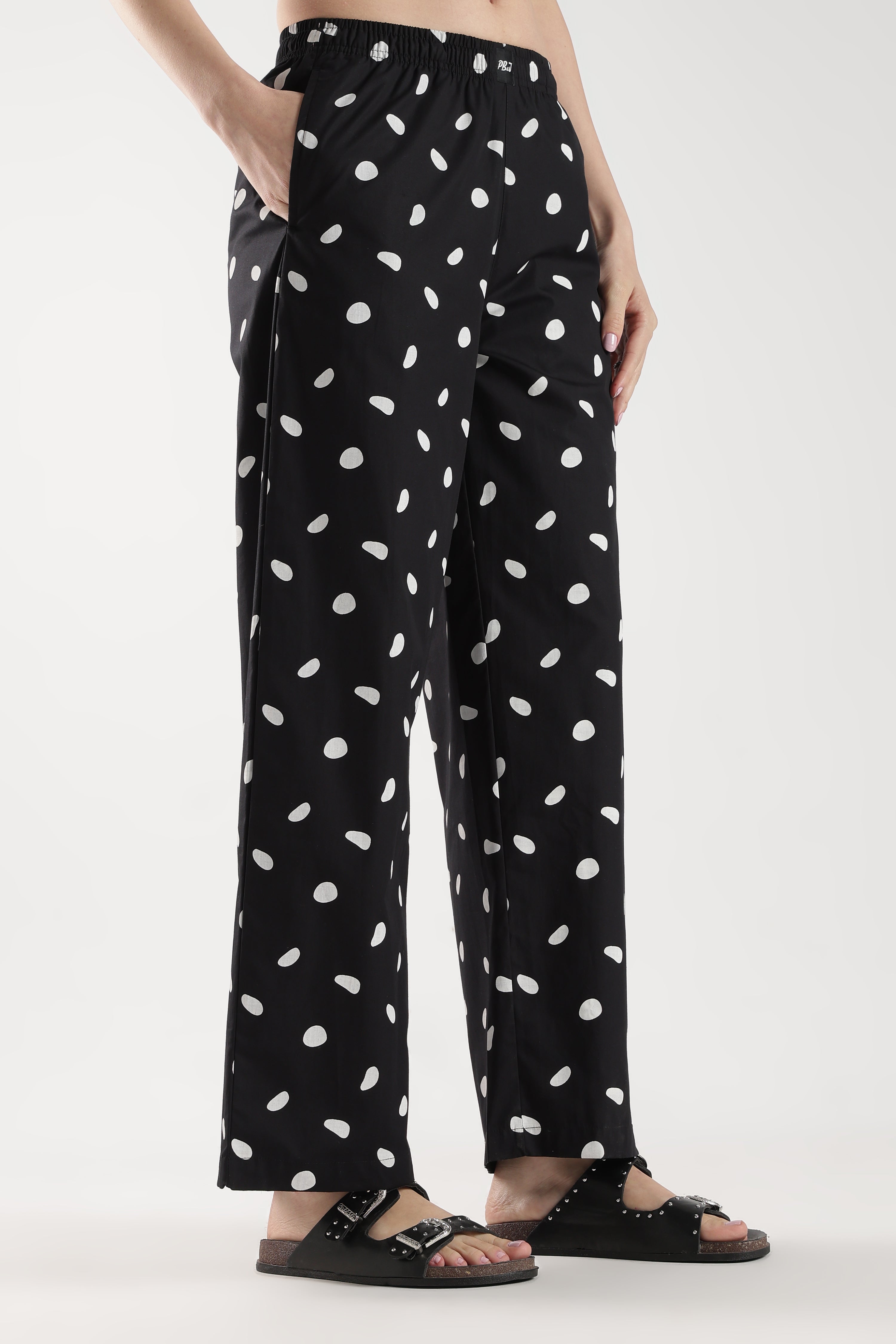 Polka Print Wide Leg Pyjama Pants
