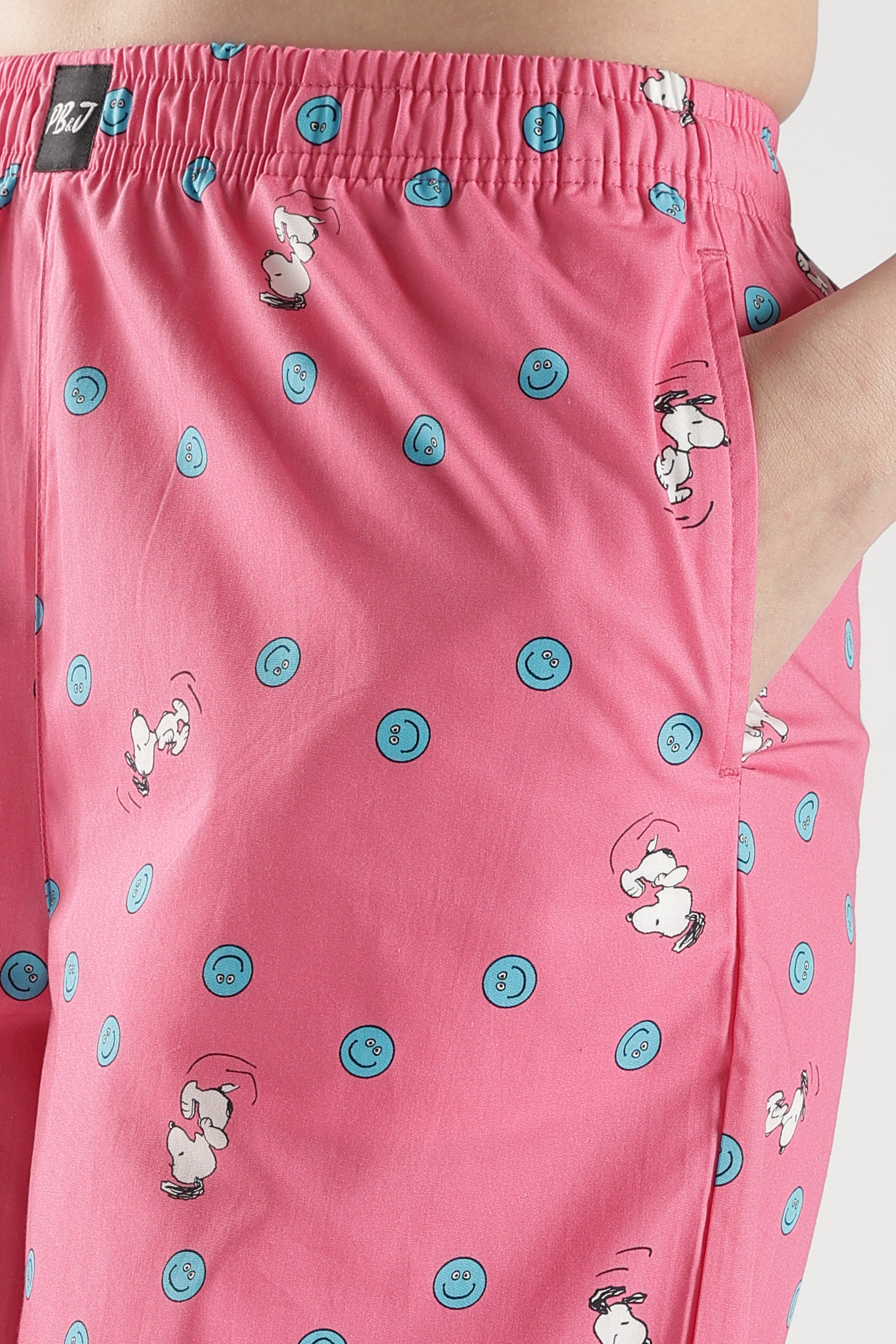 Women's Pink Doodle Dog Print Wide Leg Pyjama