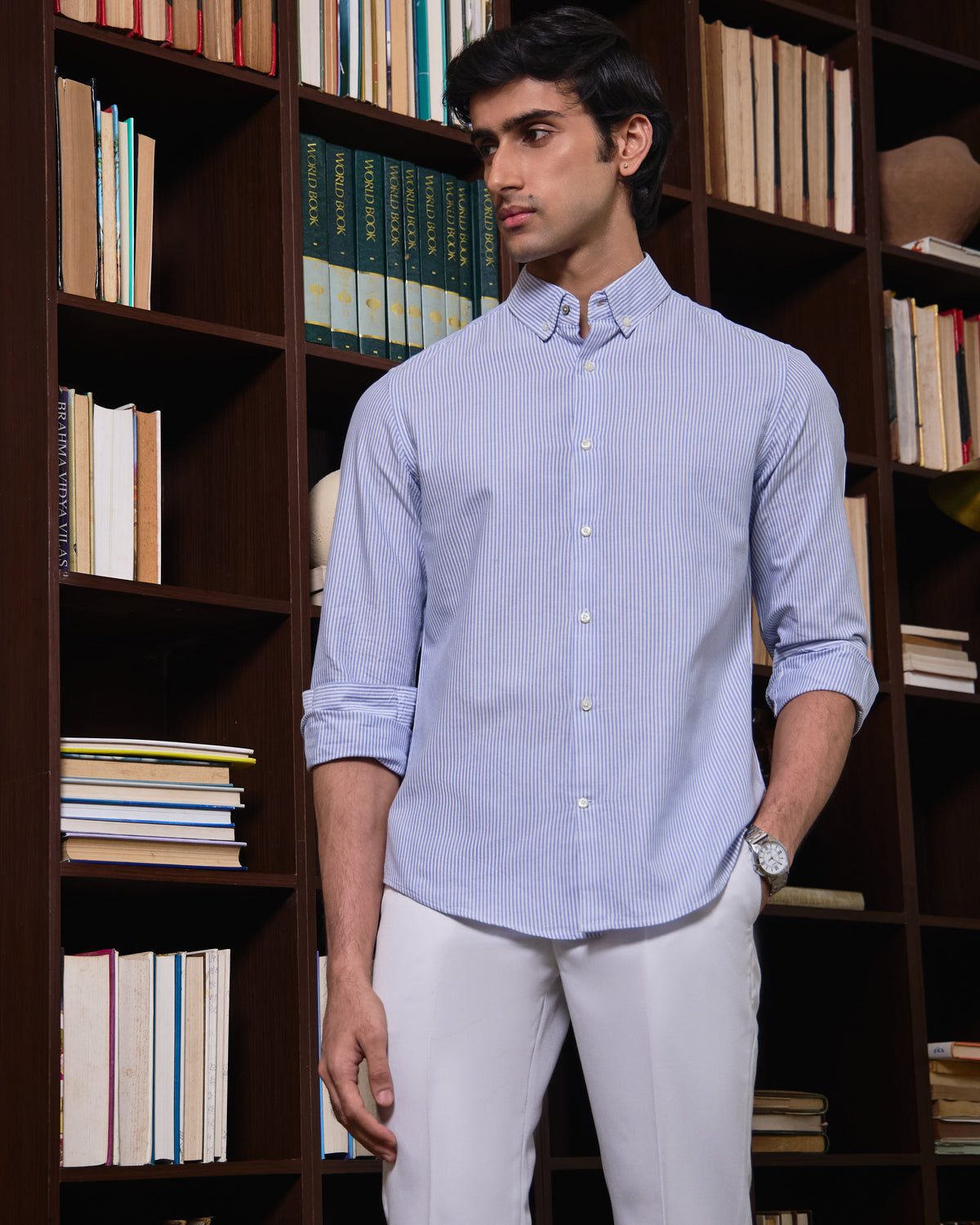 Oxford Pinstriped Regular Fit Cotton Shirt