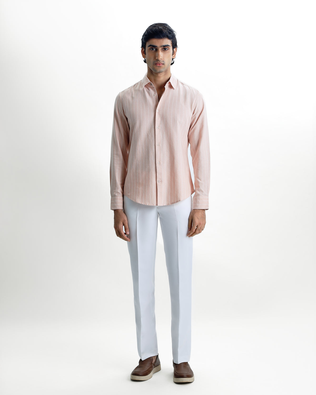 LEONARD-Italian Striped Regular Fit Cotton Shirt