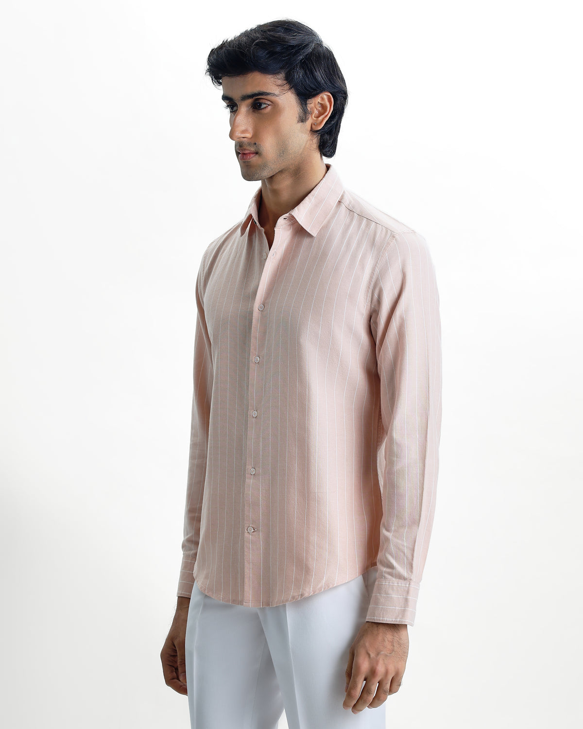 LEONARD-Italian Striped Regular Fit Cotton Shirt
